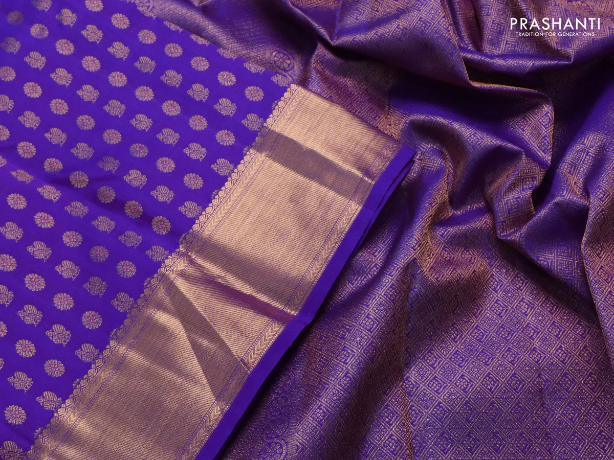 Pure kanchipuram silk saree purple with allover annam & mayil chakram buttas and zari woven border - Image 4