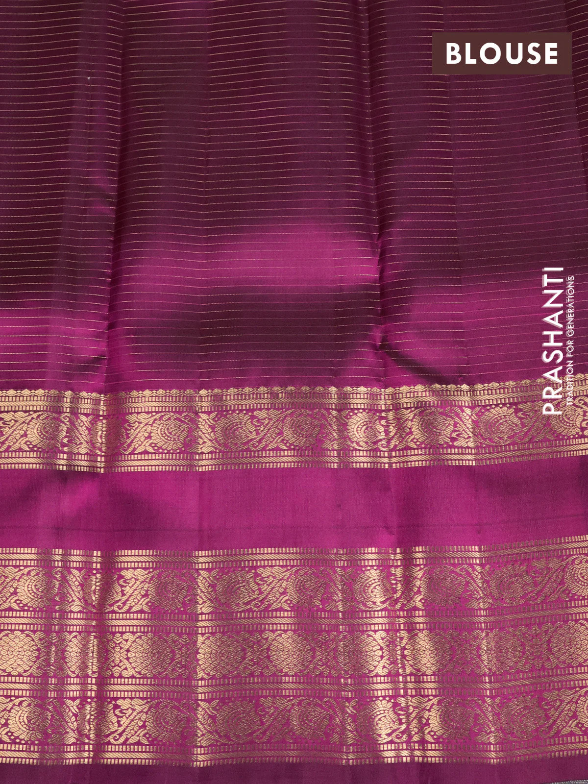 Pure kanchipuram silk saree purple with allover zari checks & buttas and long rettapet zari woven border - Image 4