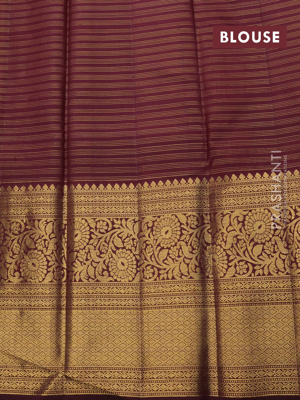 Pure kanchipuram silk saree red and coffee brown with allover zari checks & annam buttas and long rich zari woven border - Image 8