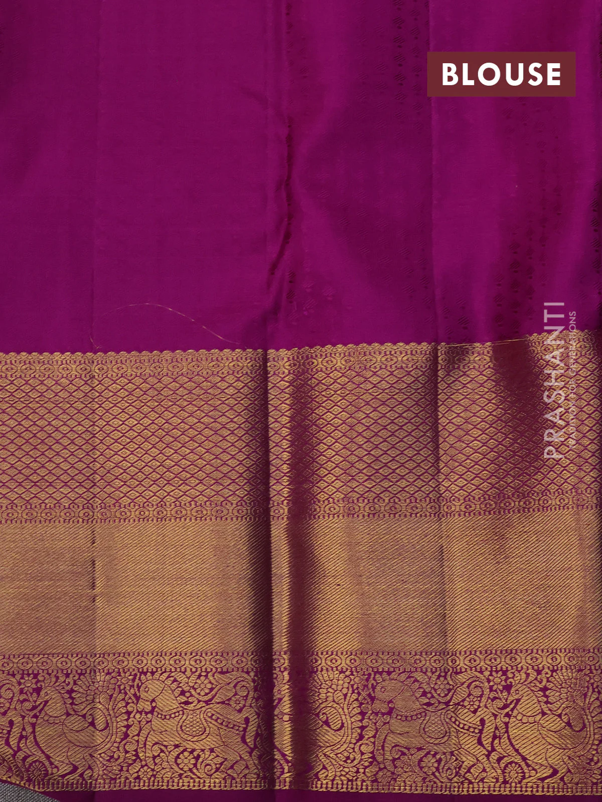 Pure kanchipuram silk saree red and deep purple with silver & gold zari woven annam weaves and rich zari woven border - Image 4