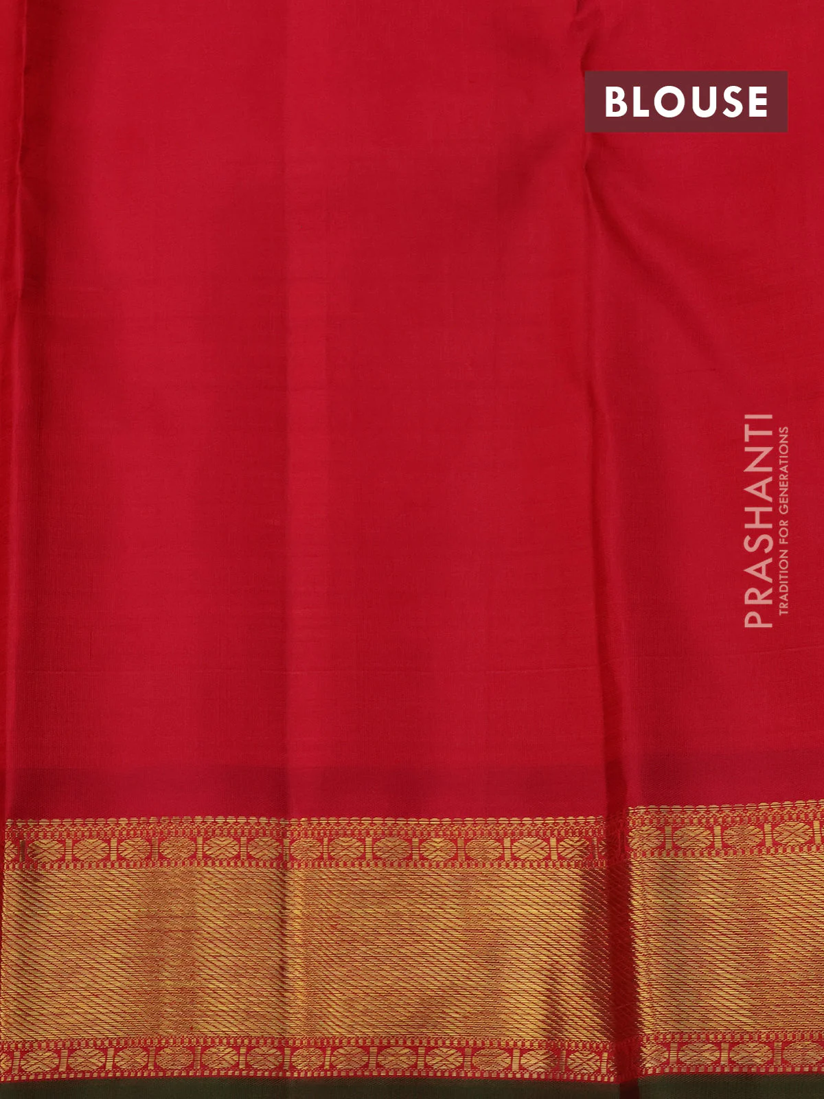 Pure kanchipuram silk saree red and green with allover zari woven 1000 buttas and zari woven border - Image 5