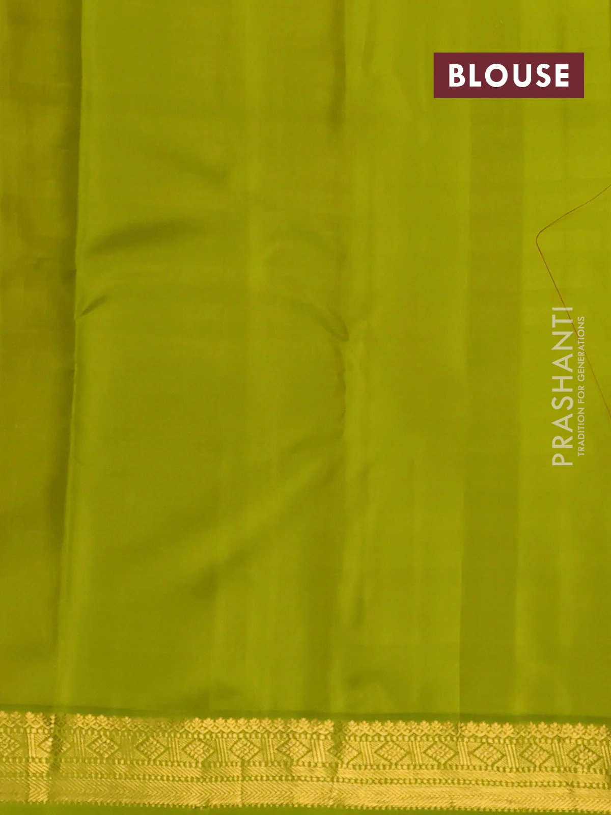 Pure kanchipuram silk saree red and lime green with allover small zari checks & buttas and zari woven korvai border - Image 4