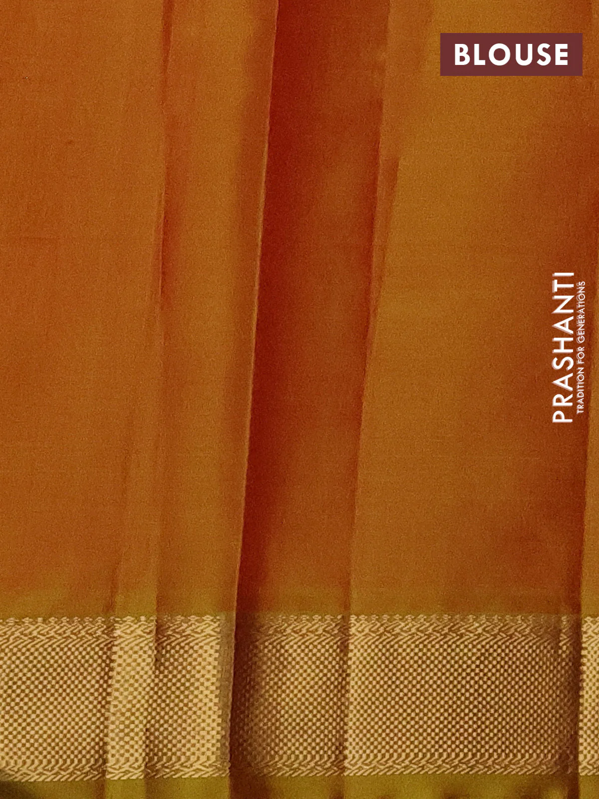 Pure kanchipuram silk saree red and mustard shade with plain body and zari woven border - Image 3