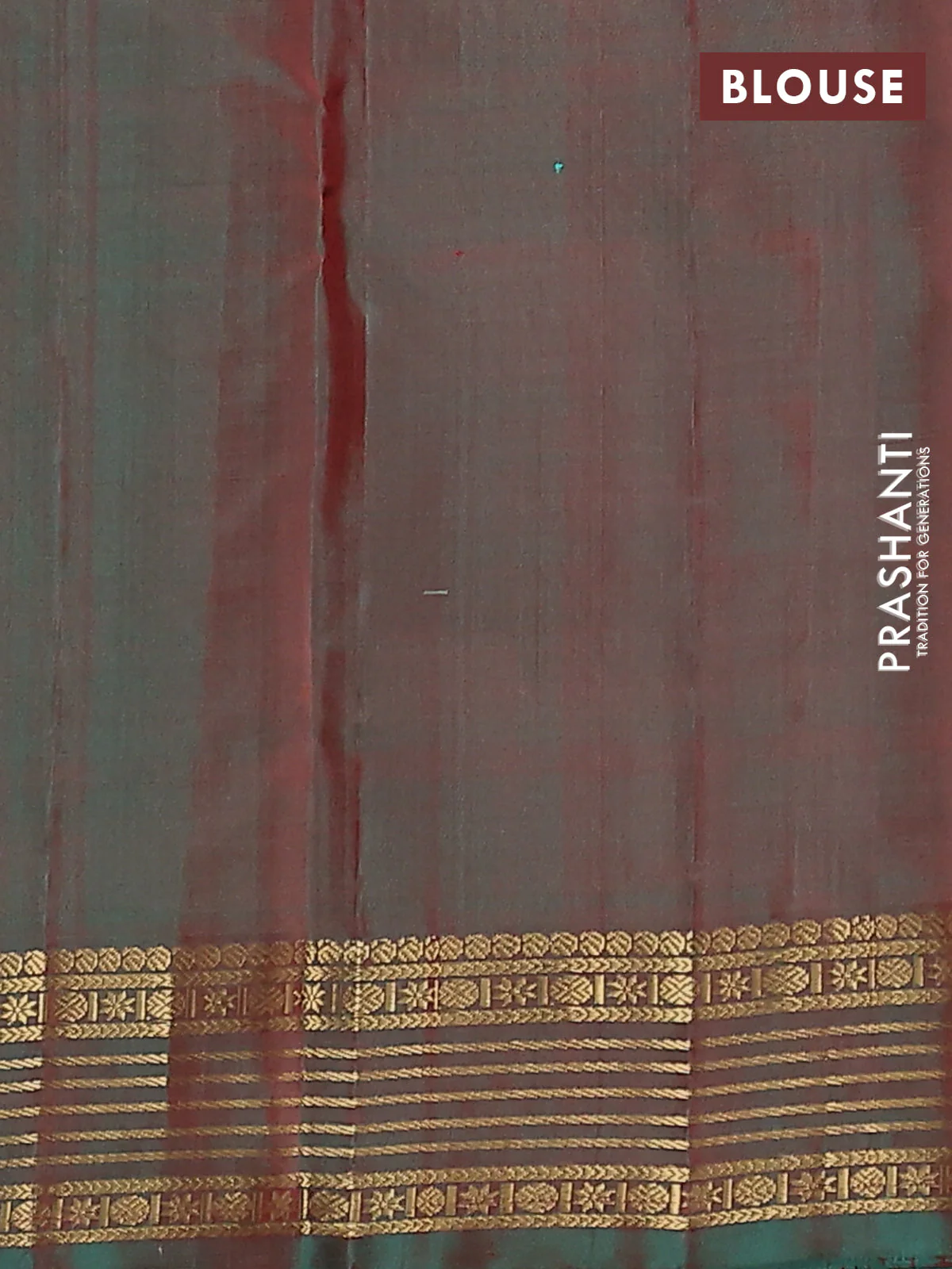 Pure kanchipuram silk saree red and teal green with zari woven buttas and zari woven border - Image 3
