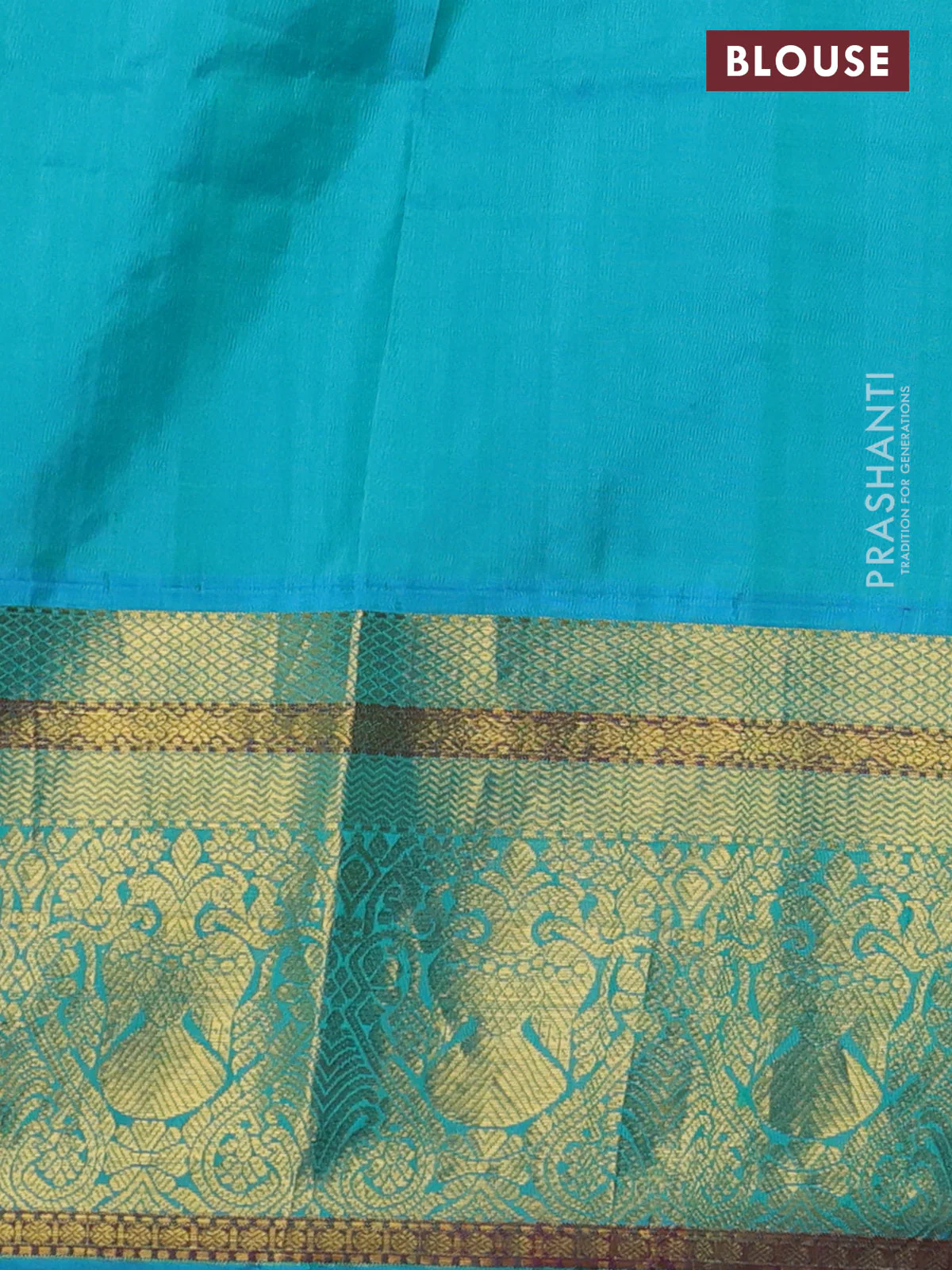 Pure kanchipuram silk saree blue and dual shade of teal blue with allover butta prints and floral embroidery cut work zari border - Image 4