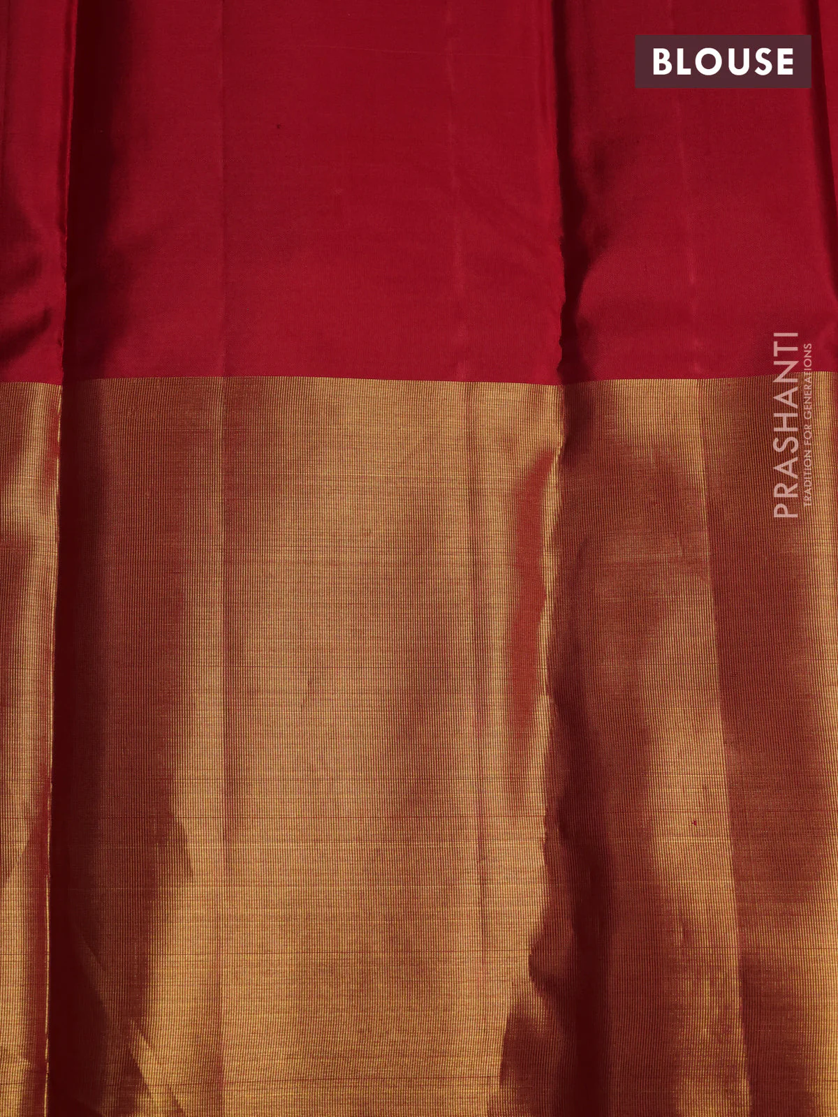Pure kanchipuram silk saree red with allover zari checks & buttas and long rich zari woven border - Image 4