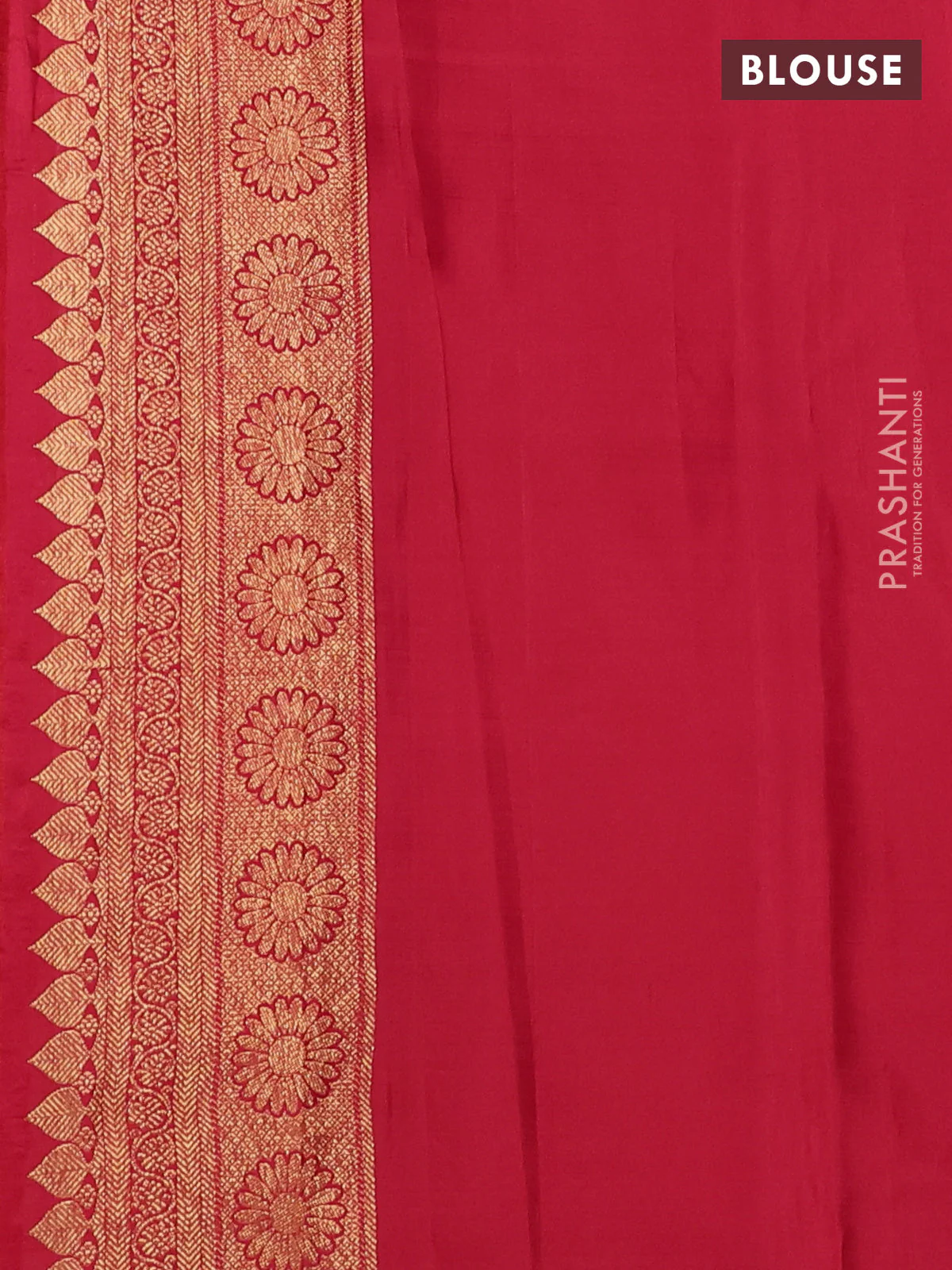 Pure kanchipuram silk saree red with allover zari woven brocade weaves and long zari woven annam border - Image 4