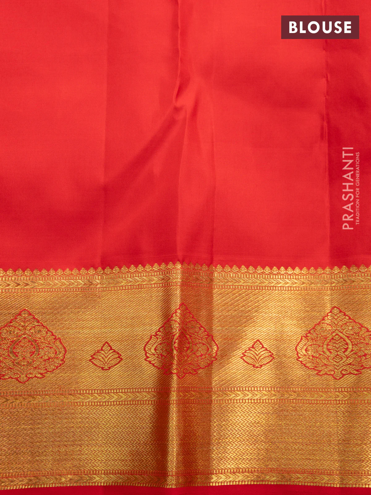 Pure kanchipuram silk saree red with allover zari woven brocade weaves and zari woven border - Image 4