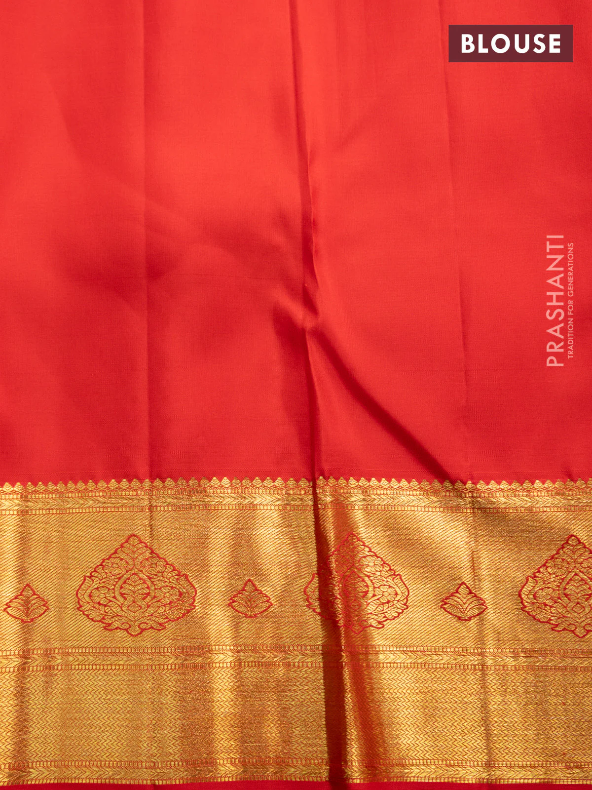 Pure kanchipuram silk saree red with allover zari woven brocade weaves and zari woven border - Image 5