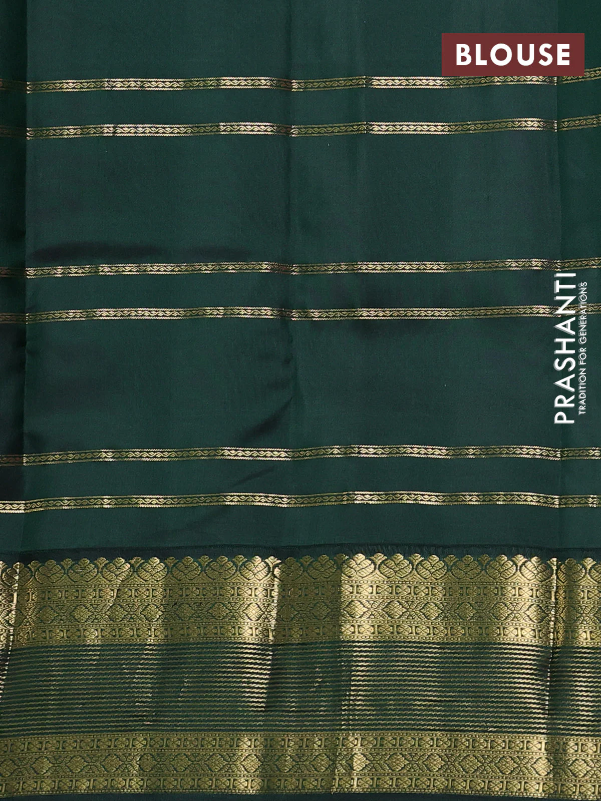 Pure kanchipuram silk saree rosy pink and bottle green with allover zari weaves & buttas and zari woven korvai border - Image 3