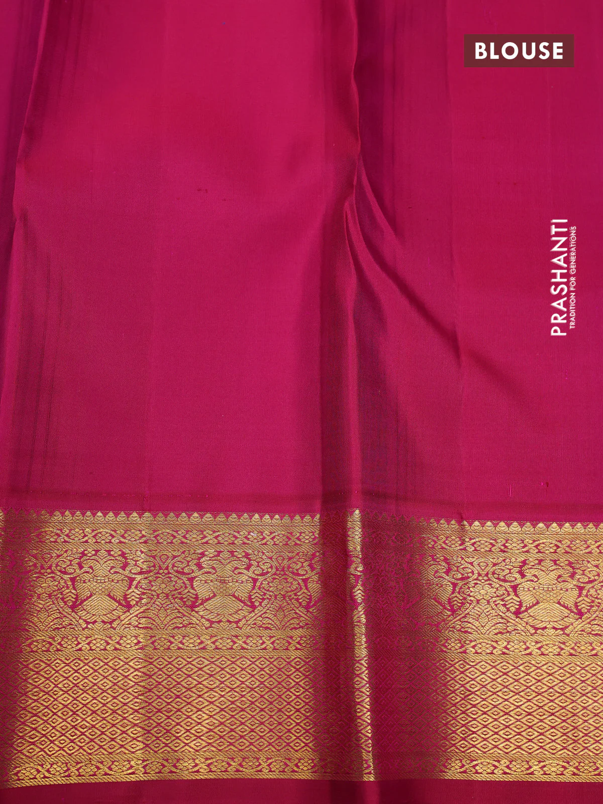 Pure kanchipuram silk saree royal blue and dark pink with zari woven buttas and zari woven korvai border - Image 4