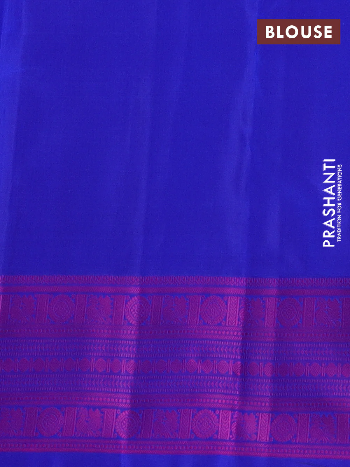Pure kanchipuram silk saree royal blue and pink with plain body and thread woven border - Image 4