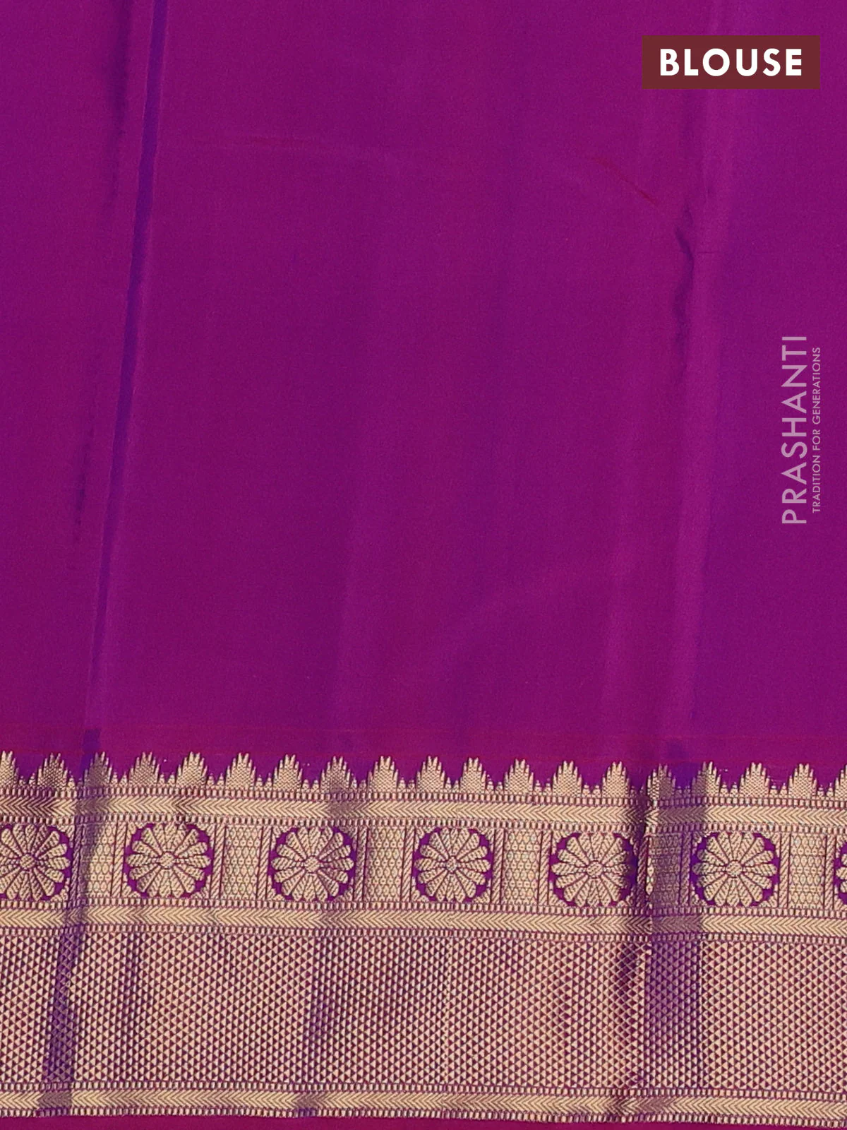 Pure kanchipuram silk saree royal blue and purple with zari woven buttas and temple zari woven border - Image 4