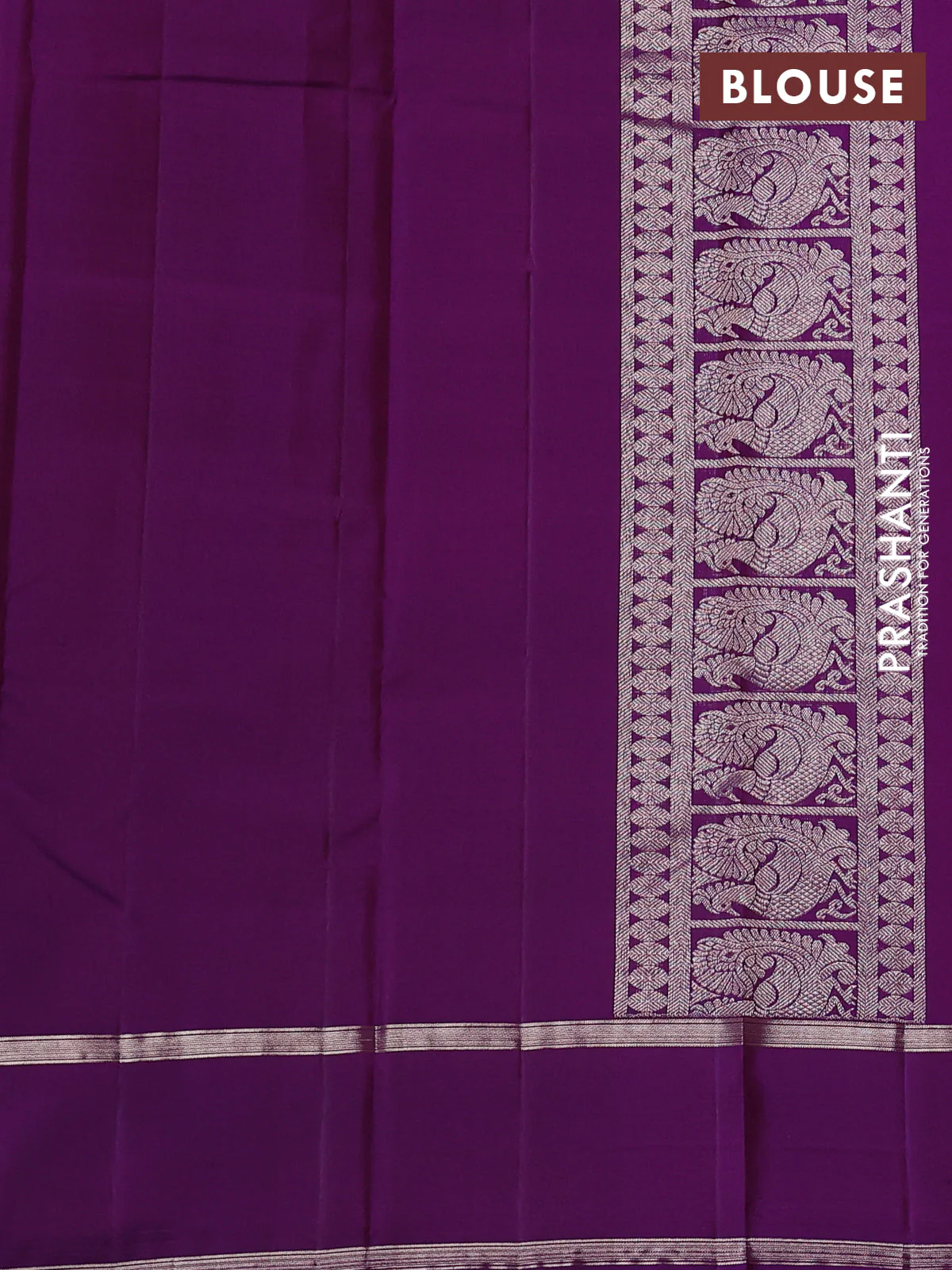 Pure kanchipuram silk saree rust ahade and purple with allover silver weaves & buttas and rettapet silver zari woven border - Image 4