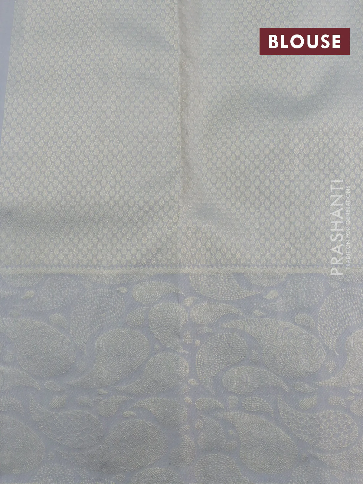 Pure kanchipuram silk saree sandal and grey with allover zari woven brocade weaves and long rich zari woven border - Image 4