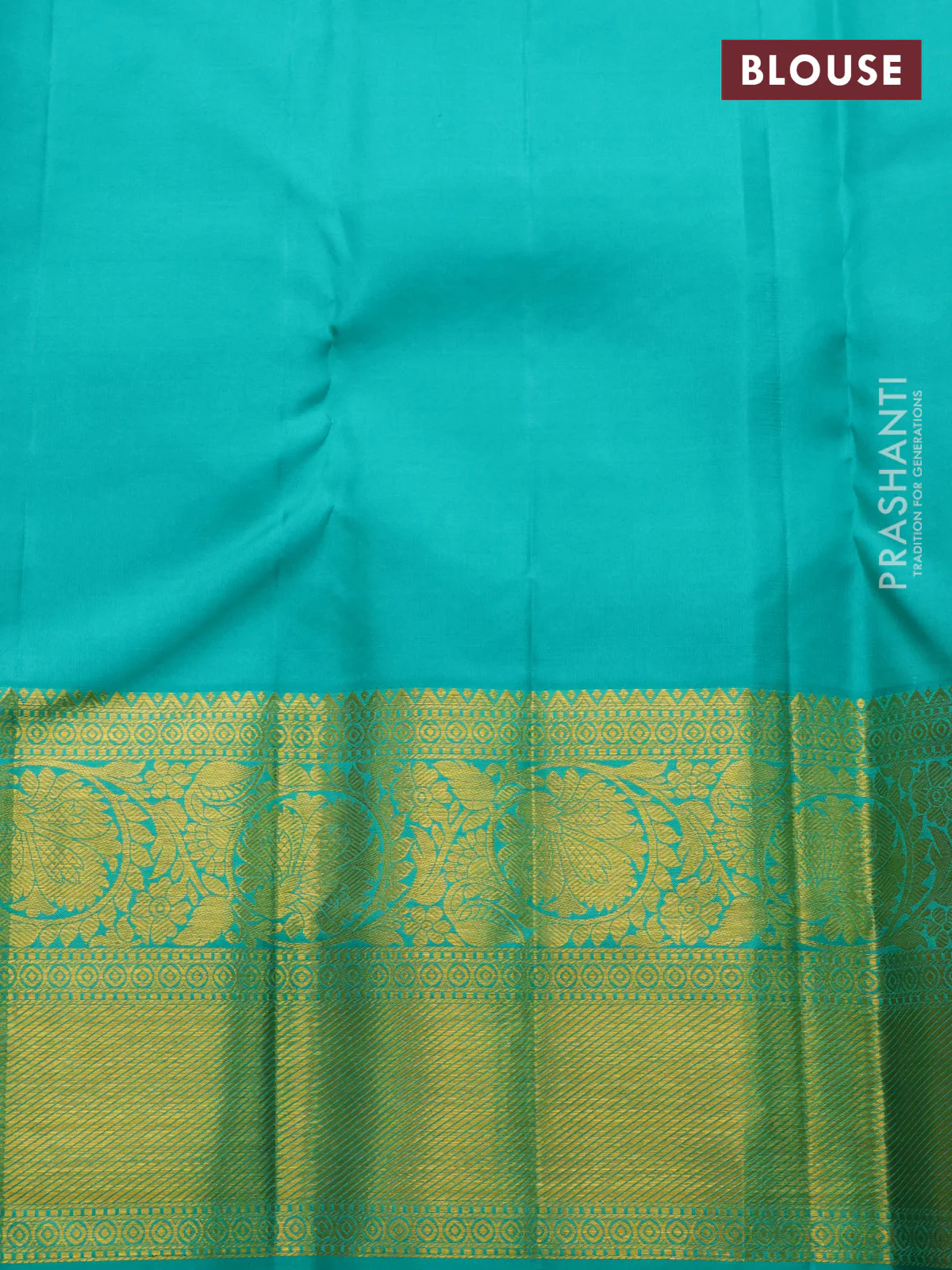 Pure kanchipuram silk saree sandal and teal green with allover zari woven brocade weaves and zari woven border - Image 4