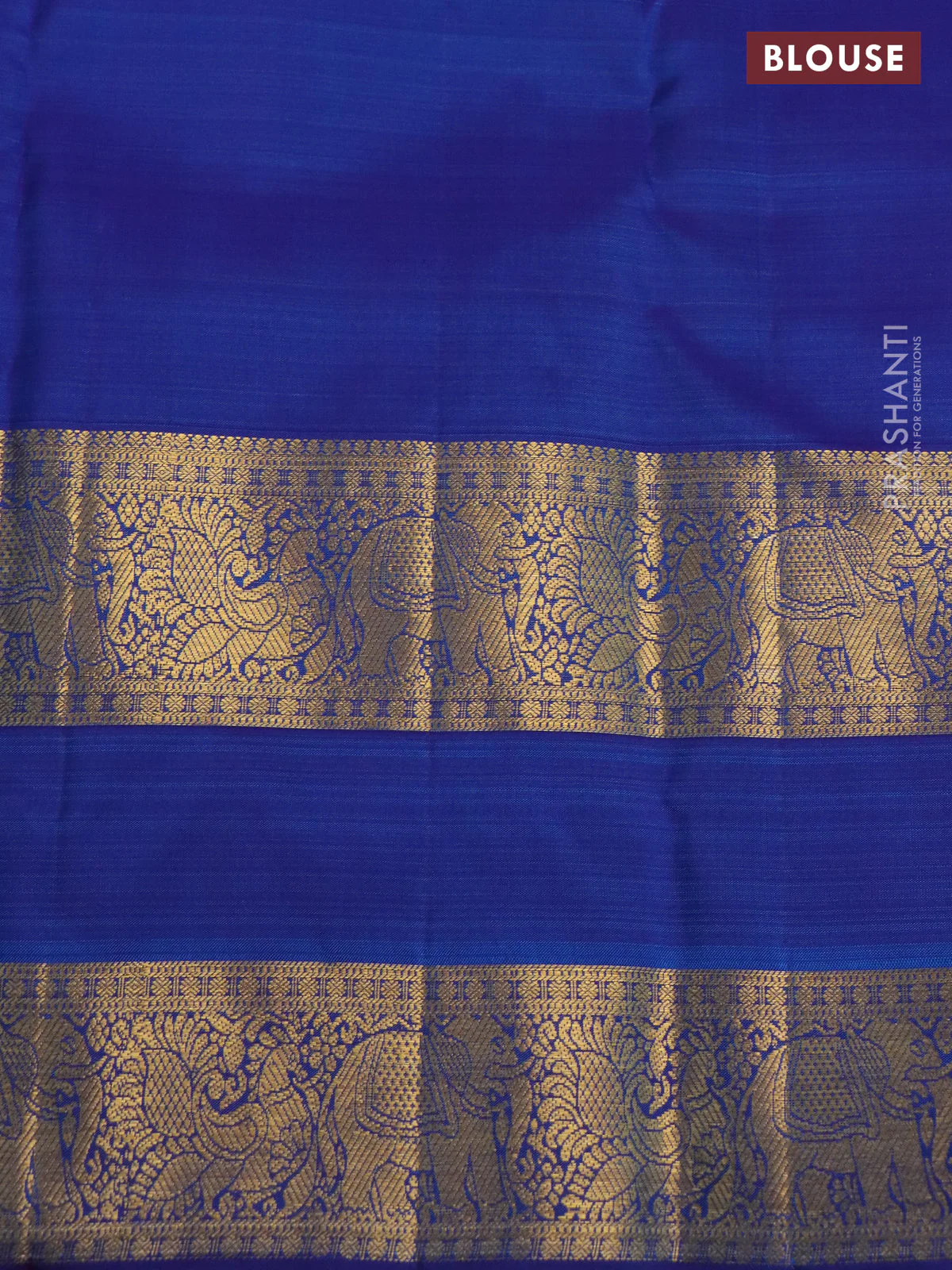 Pure kanchipuram silk saree teal blue and blue with allover small zari checked pattern and long rettapet zari woven border - Image 4
