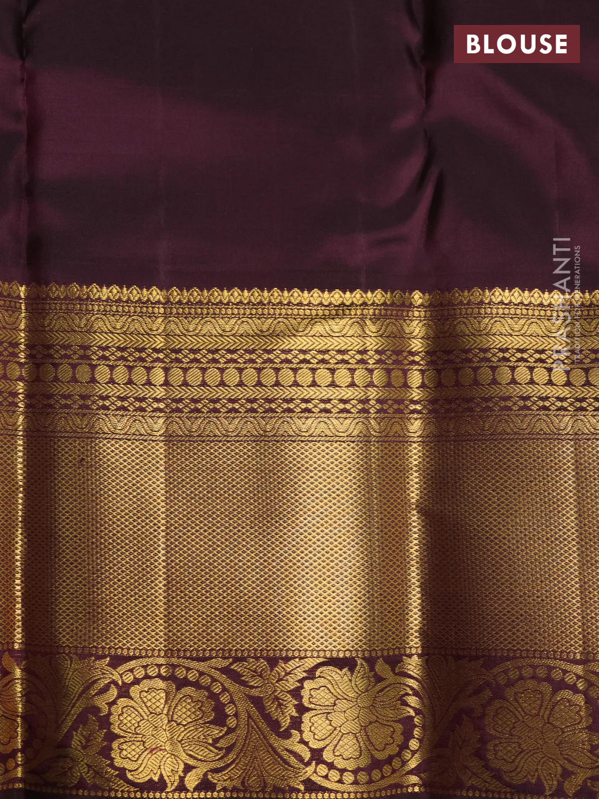 Pure kanchipuram silk saree teal blue and coffee brown with allover zari checks & buttas and rich zari woven border - Image 4
