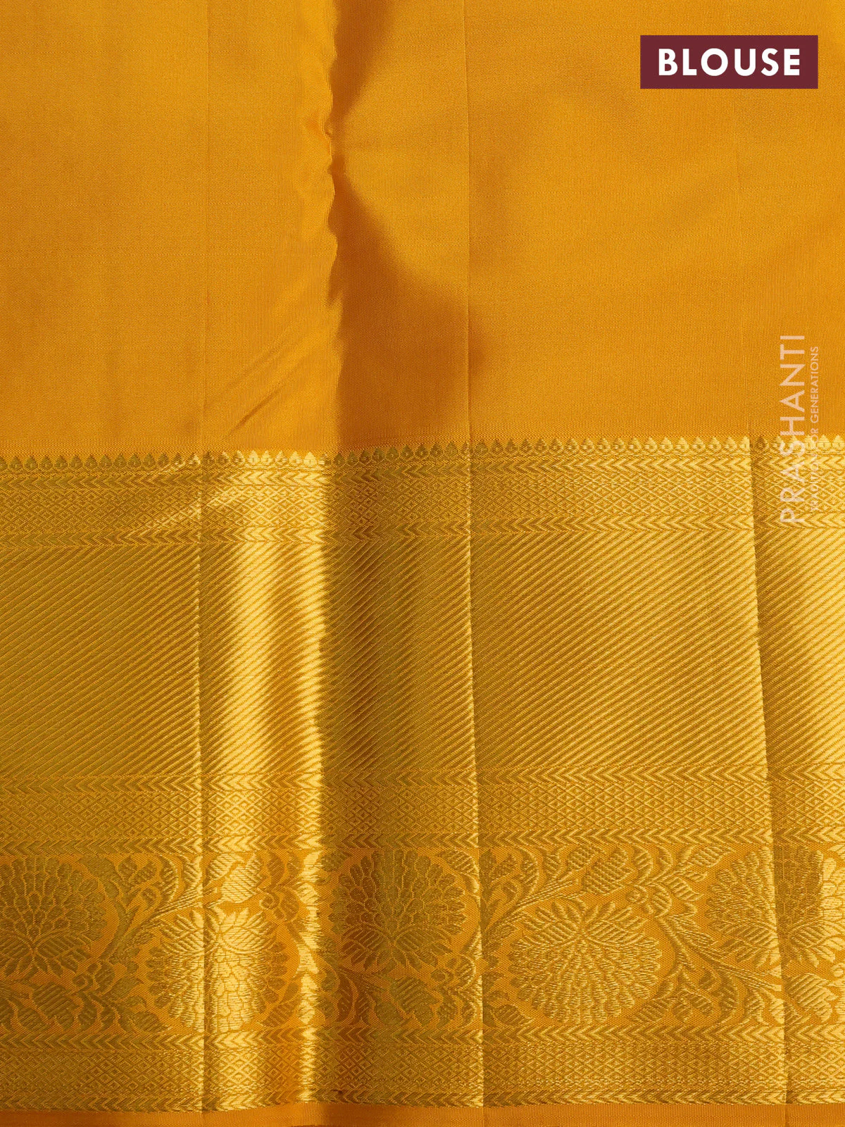 Pure kanchipuram silk saree teal blue and mustard yellow with allover zari woven brocade weaves and zari woven border - Image 4