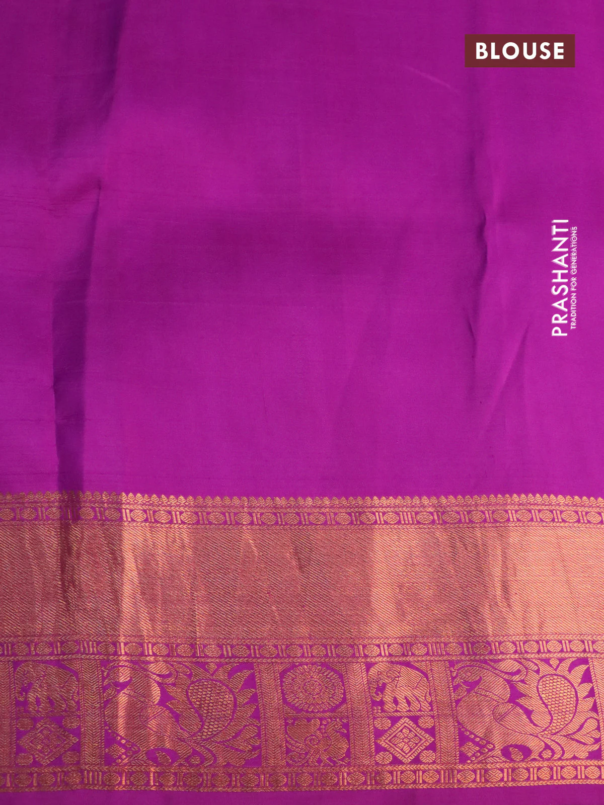 Pure kanchipuram silk saree teal blue and purple with allover pen kalamkari prints & zari buttas and copper zari woven border - Image 4