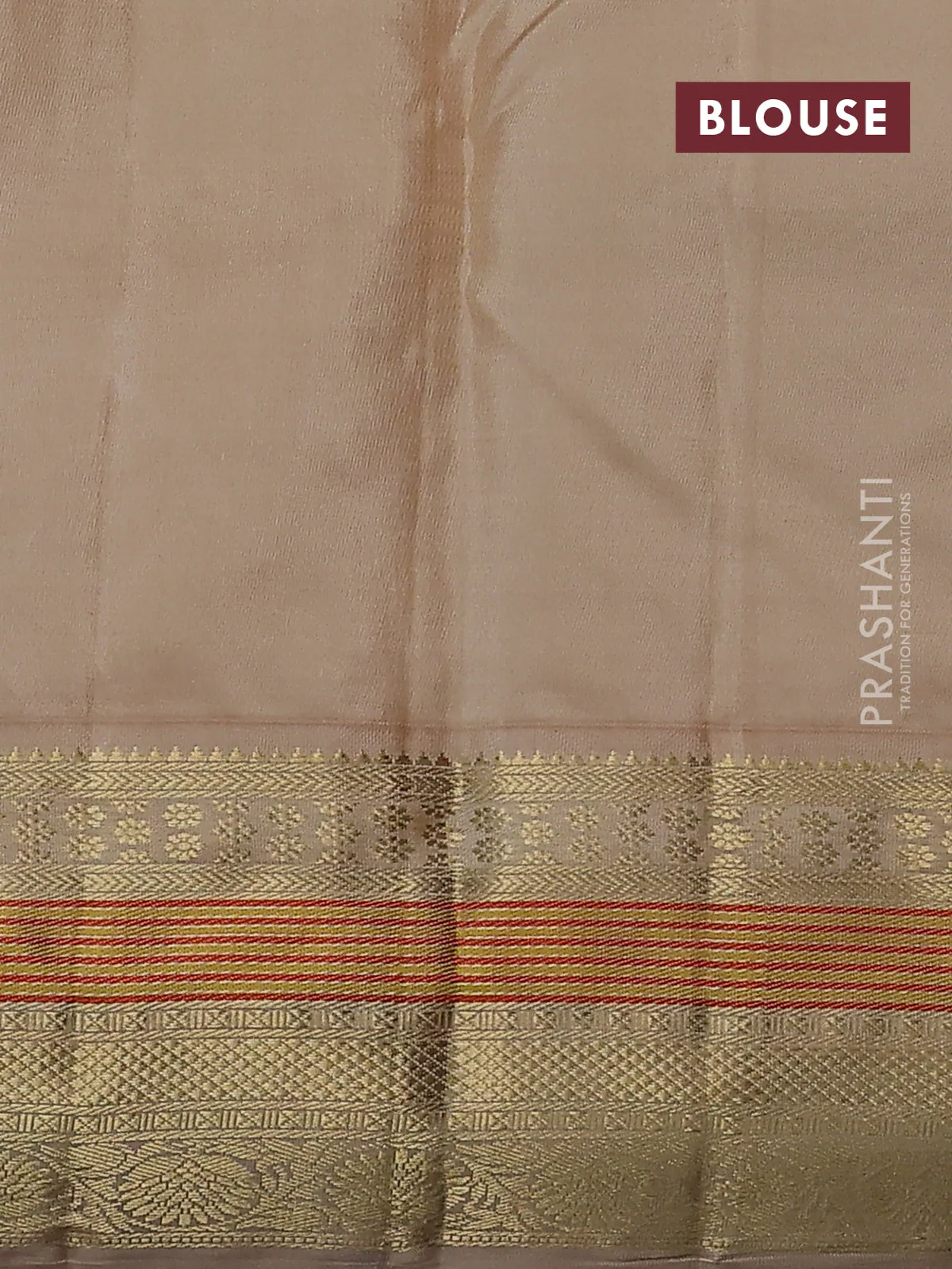 Pure kanchipuram silk saree teal blue and sandal with allover self emboss & zari weaves and zari woven korvai border - Image 3