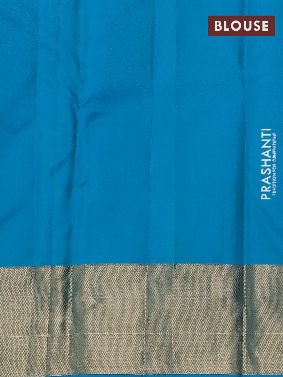 Pure kanchipuram silk saree teal blue with allover paisley zari woven 1000 buttas and rich zari woven border - Image 3
