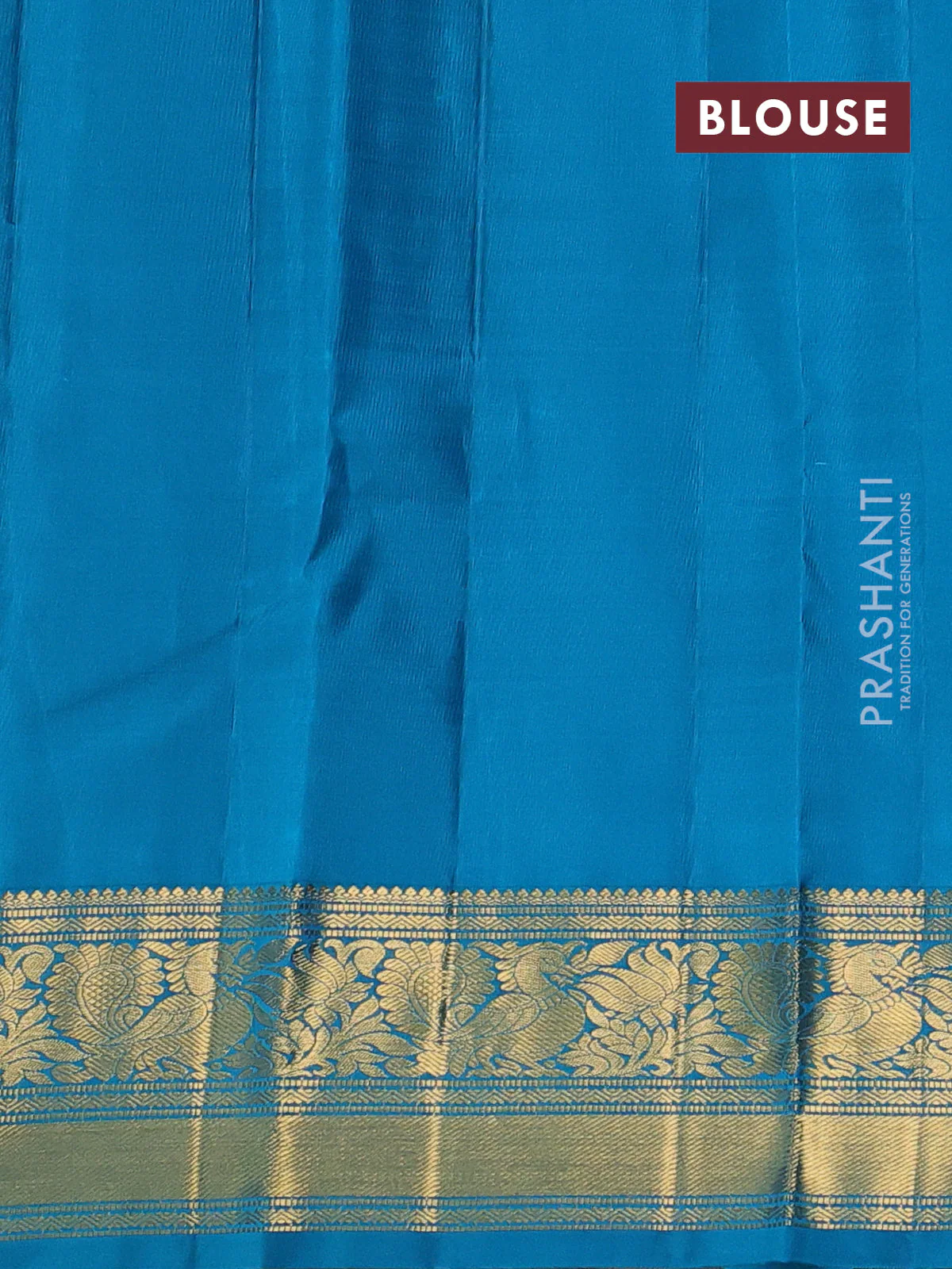 Pure kanchipuram silk saree teal blue with allover veldhari zari weaves and rich zari woven border - Image 4