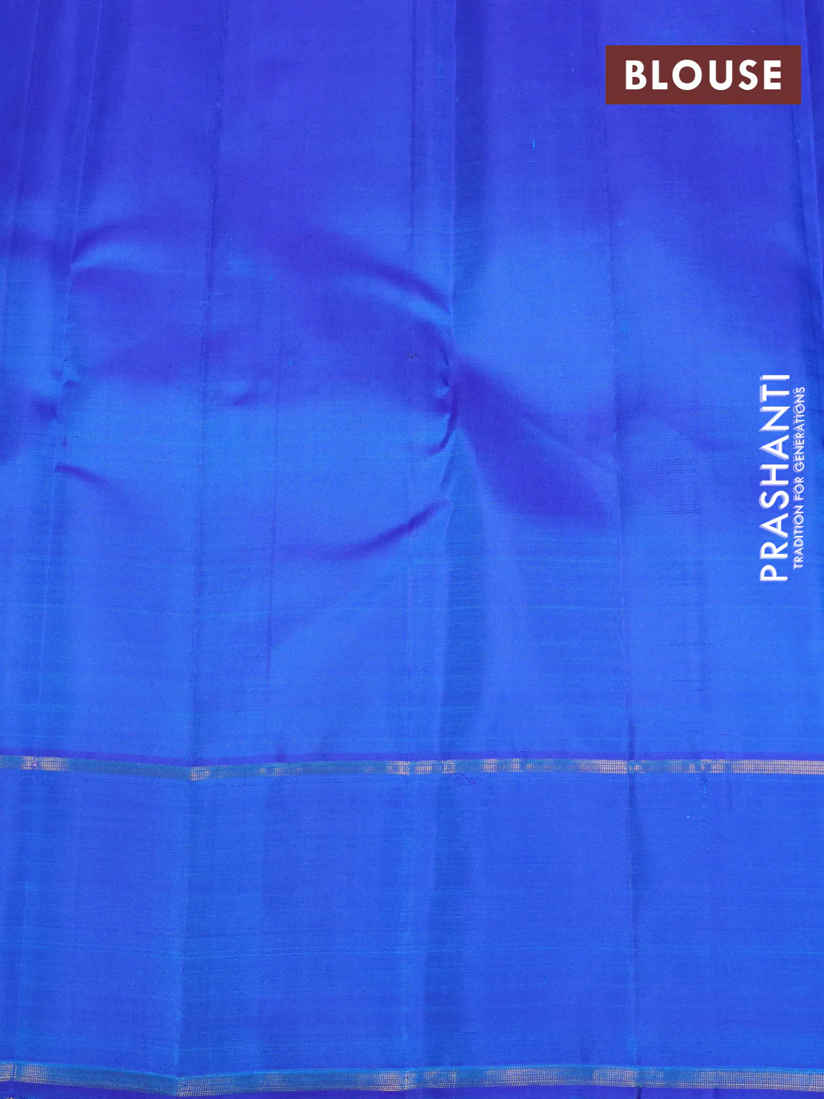Pure kanchipuram silk saree teal green and blue with allover zari stripe pattern and zari woven butta border - Image 4