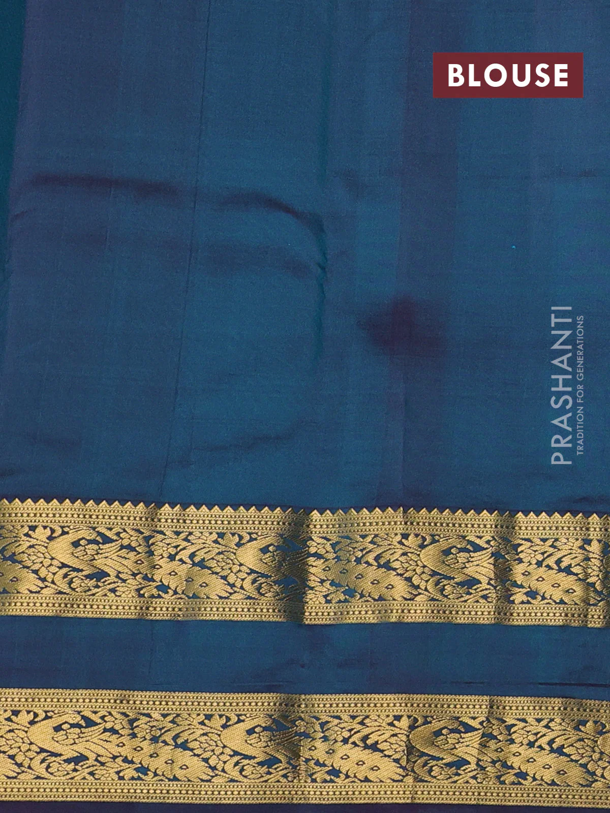 Pure kanchipuram silk saree teal green and dual shade of purple with zari woven buttas and rettapet zari woven border - Image 3