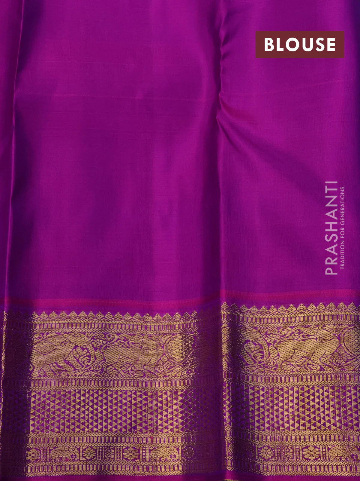 Pure kanchipuram silk saree teal green and purple with zari woven buttas and zari woven korvai border - Image 8