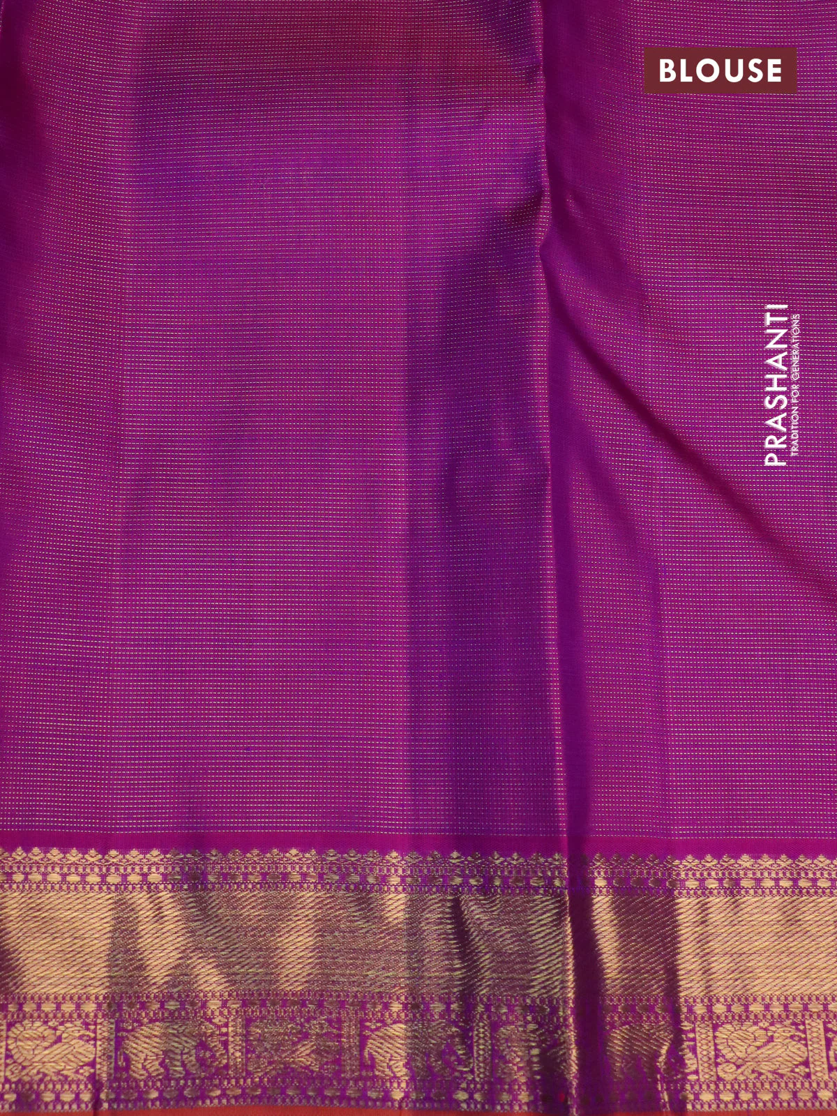 Pure kanchipuram silk saree violet and purple with allover zari weaves & buttas and zari woven border - Image 5