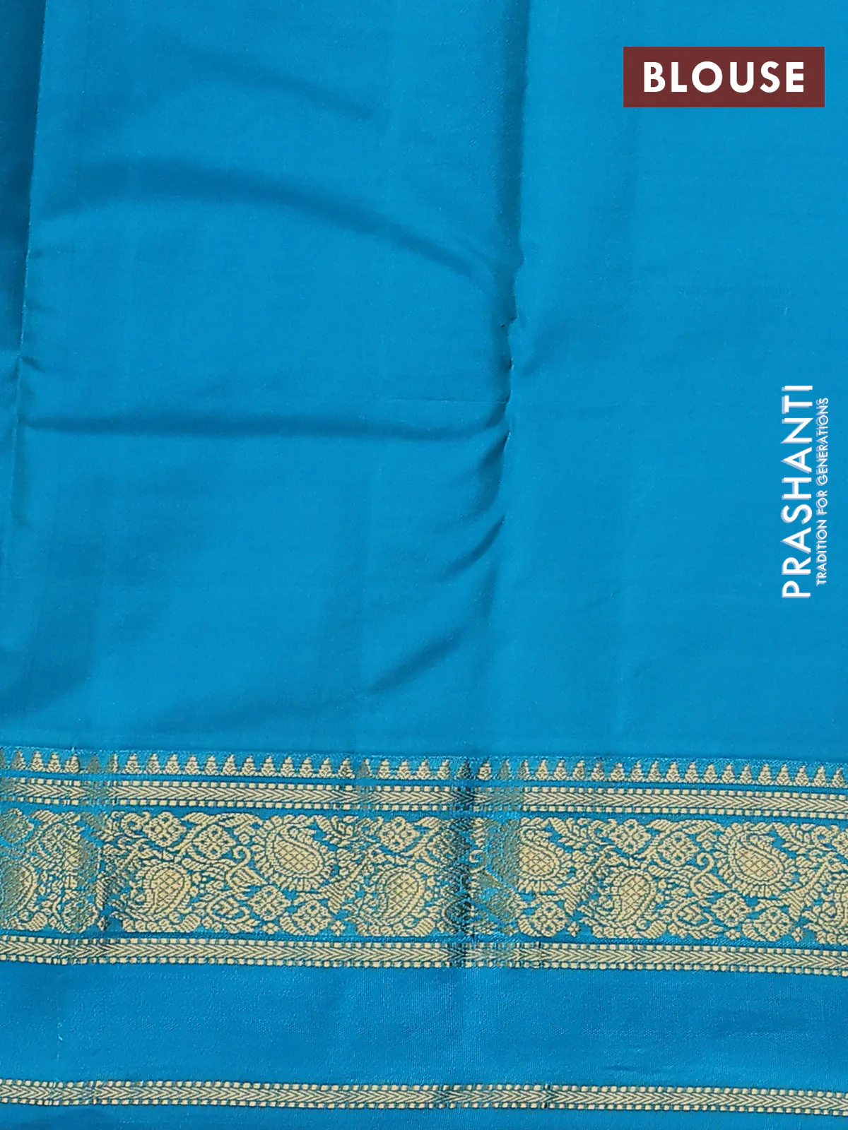 Pure kanchipuram silk saree violet and teal blue with allover zari woven buttas and rettapet zari woven korvai border - Image 3