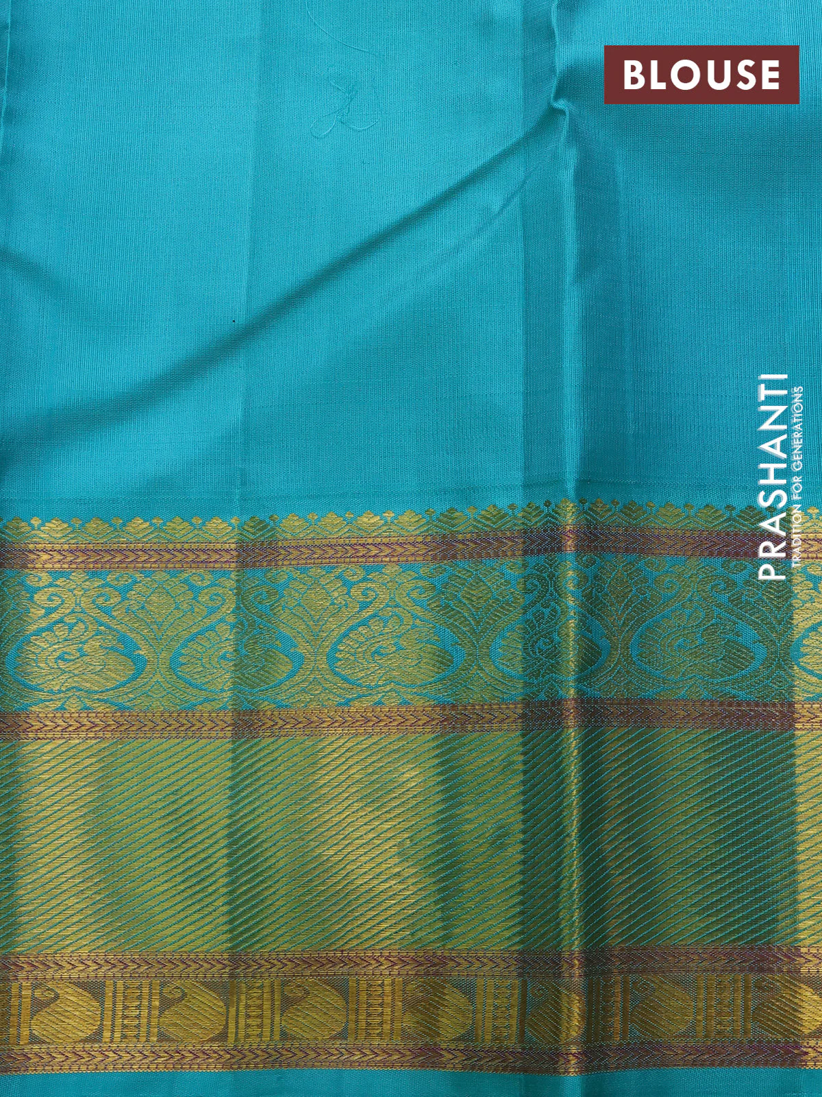 Pure kanchipuram silk saree violet and teal green shade with annam zari woven buttas and rich zari woven korvai border - Image 4