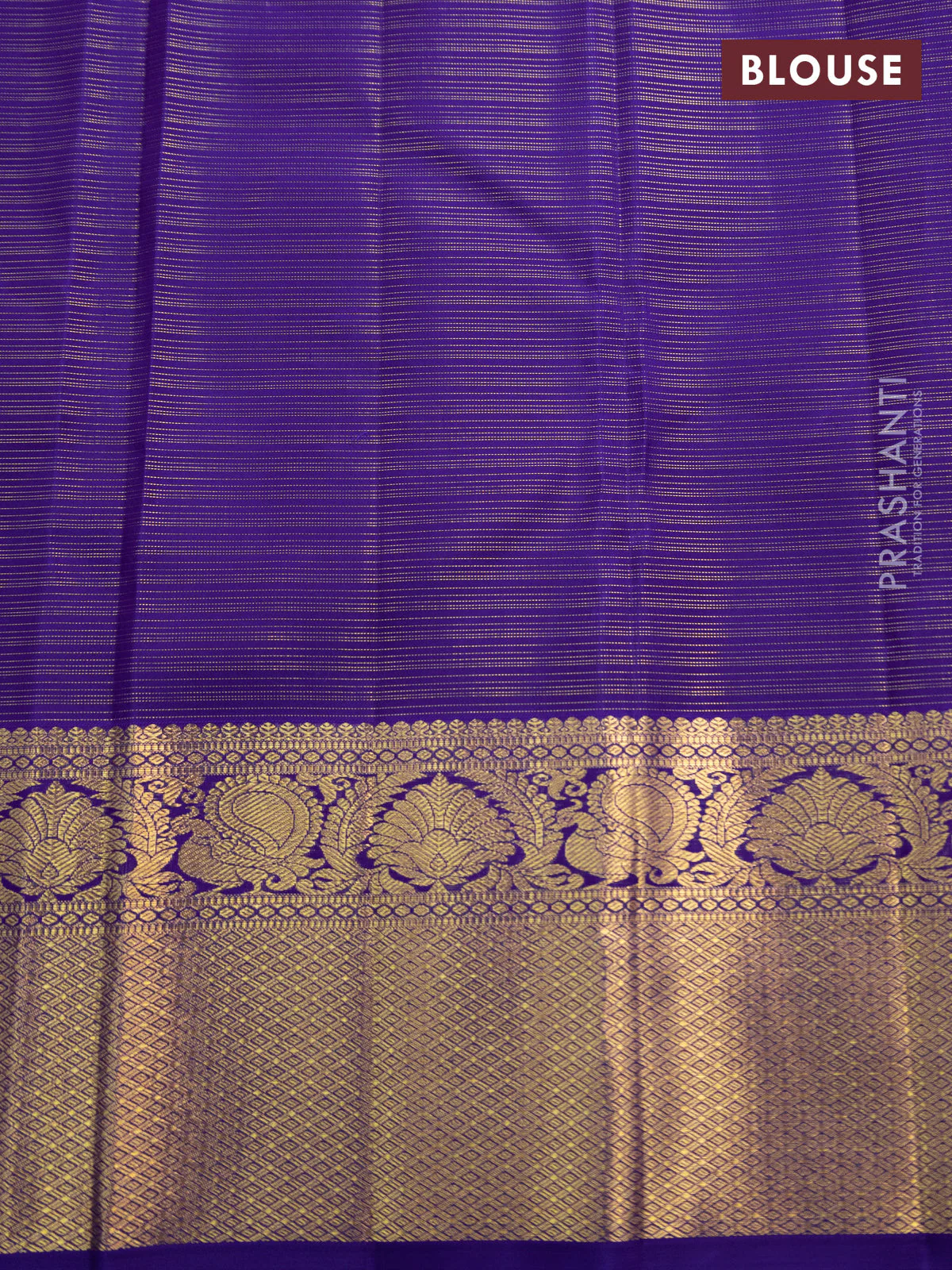 Pure kanchipuram silk saree violet with allover zari woven vairaosi pattern & buttas and zari woven border - Image 5