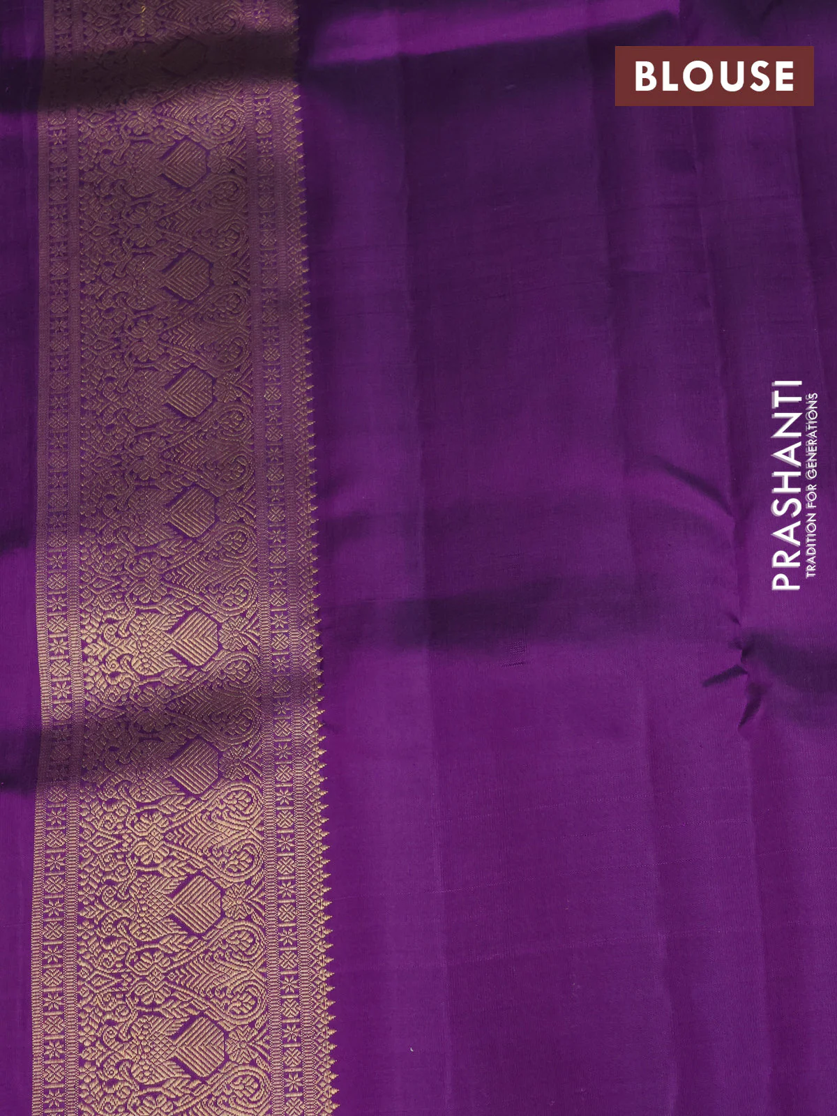 Pure kanchipuram silk saree violet with zari woven buttas and long zari woven border - Image 4
