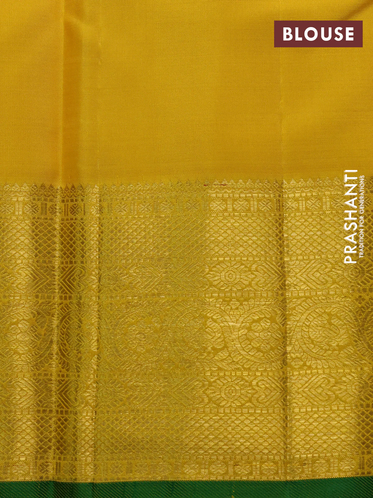 Pure kanchipuram silk saree yellow and green with zari woven buttas and zari woven border - Image 4
