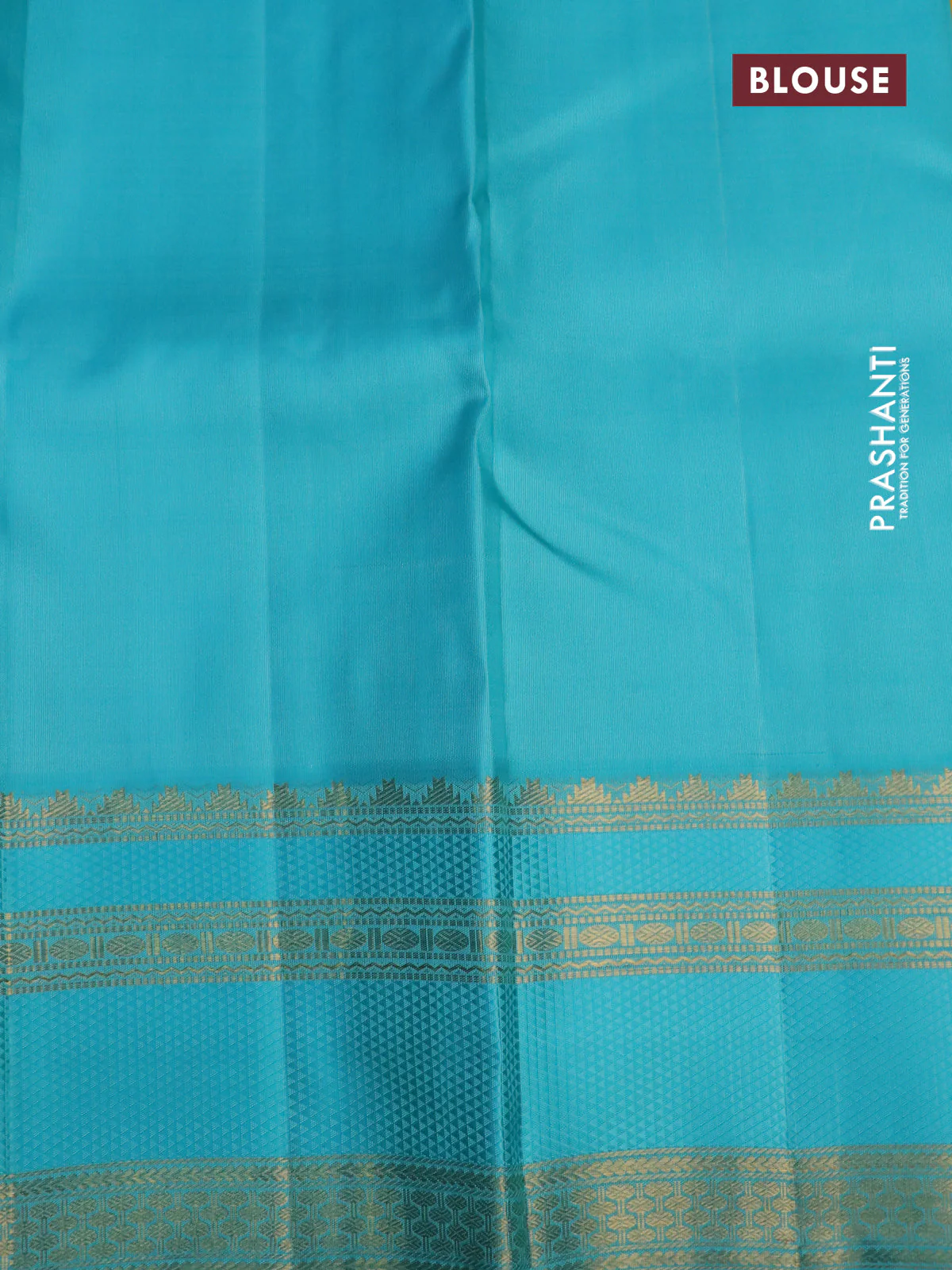 Pure kanchipuram silk saree yellow and light blue with zari woven buttas and zari woven border - Image 4