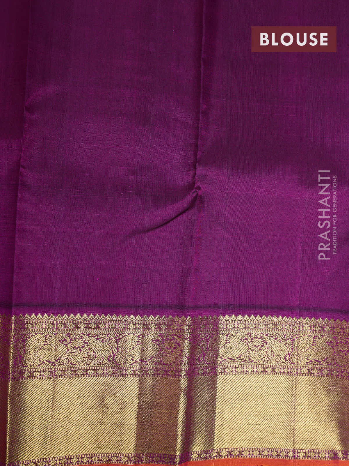 Pure kanchipuram silk saree yellow and purple with zari woven buttas and rich zari woven korvai border - Image 4