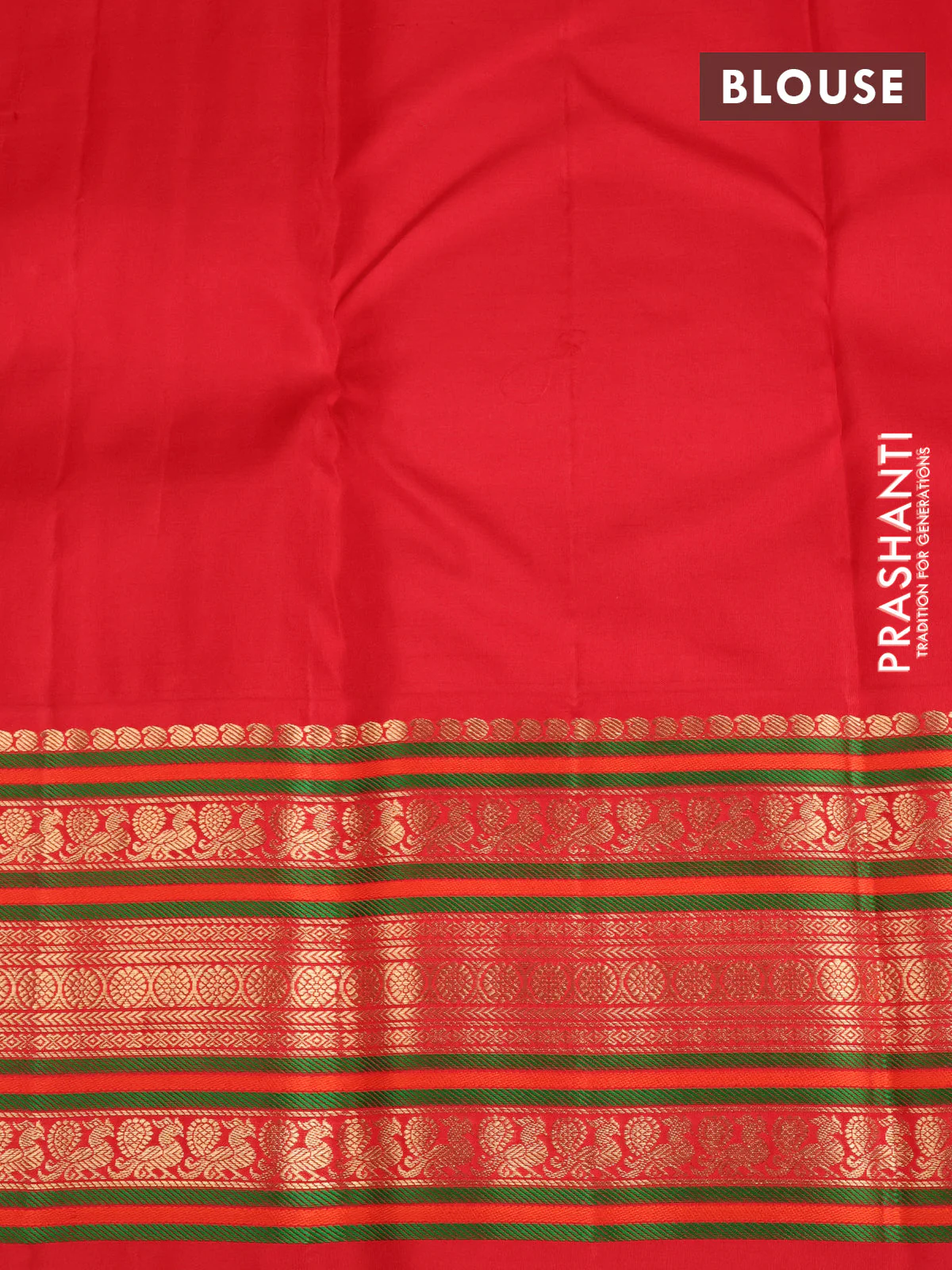 Pure kanchipuram silk saree yellow and red with zari woven buttas and long zari woven korvai border - Image 4