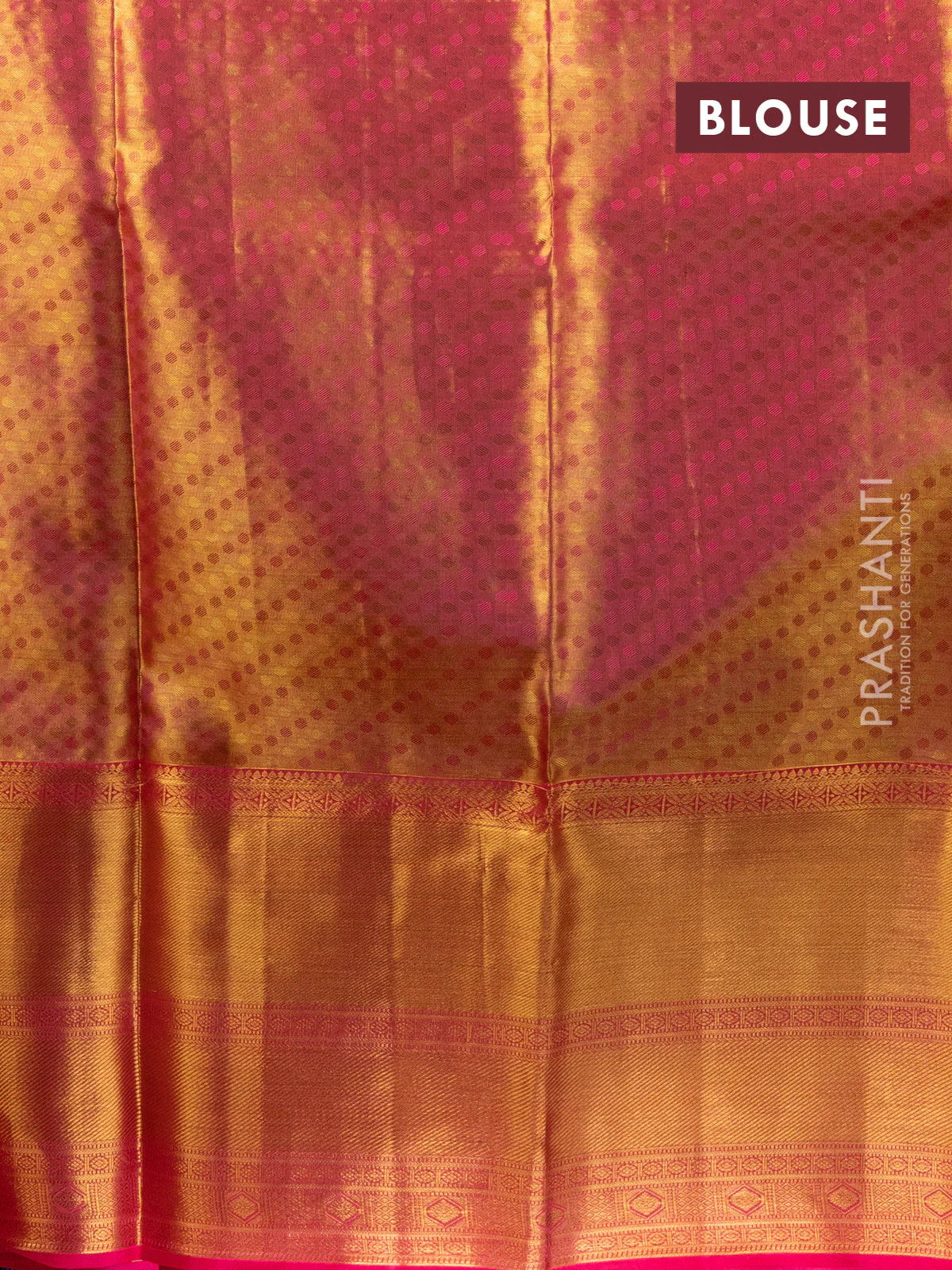 Pure kanchipuram tissue silk lehenga light green and pink with allover brocade weaves and long zari woven border - Image 2
