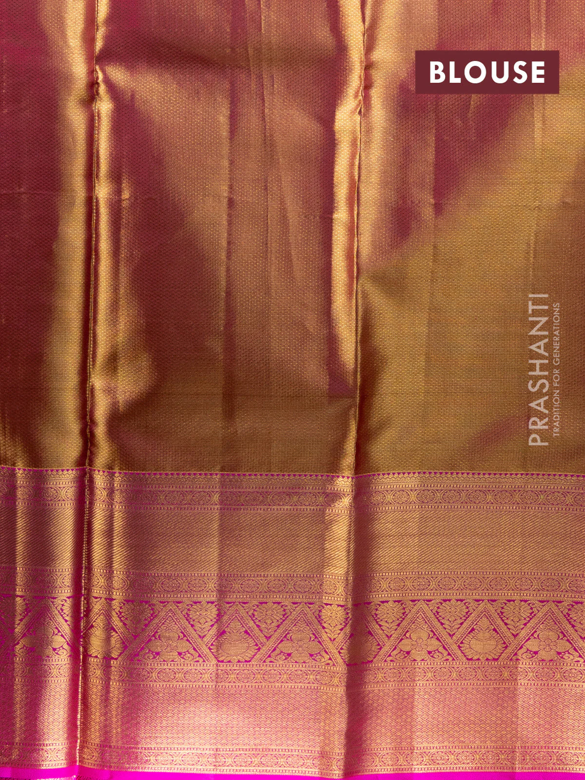 Pure kanchipuram tissue silk lehenga lime green and pink with allover brocade weaves and long zari woven border - Image 2