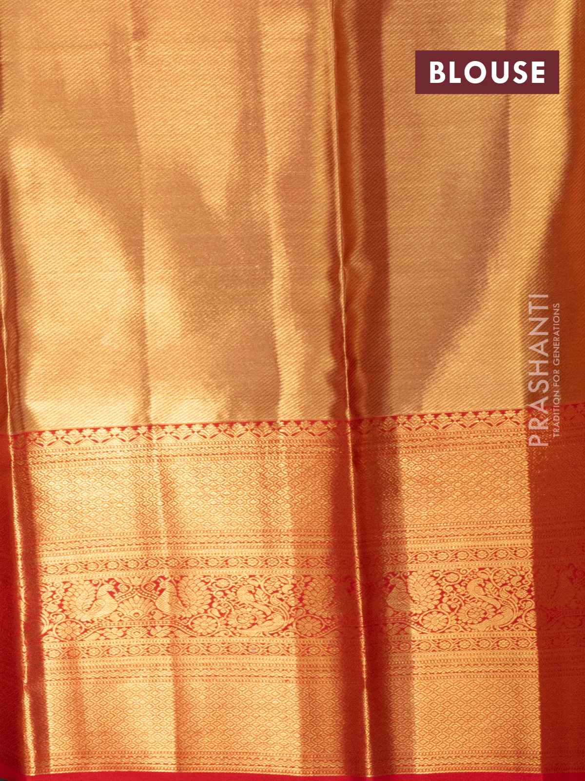 Pure kanchipuram tissue silk lehenga multi colour and red with allover brocade weaves and long zari woven border - Image 2