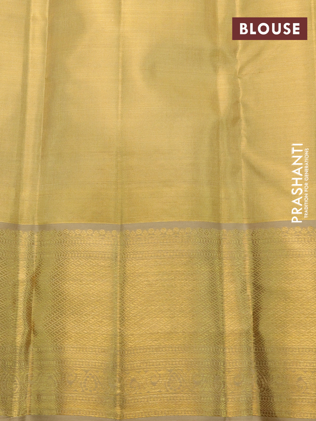 Pure kanchipuram tissue silk saree dual shade of gold and beige with allover silver zari woven brocade weaves and zari woven border - Image 4