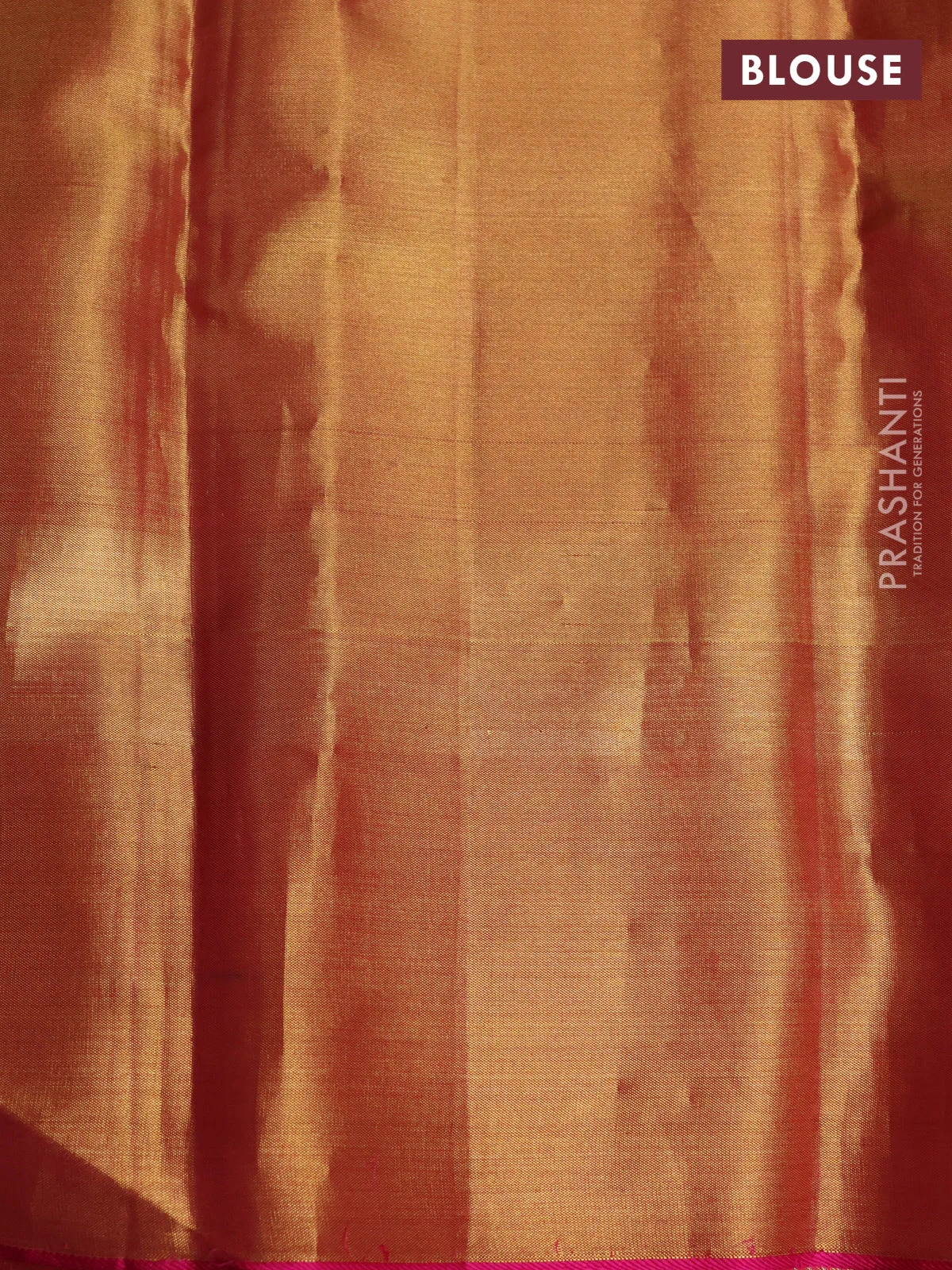 Pure kanchipuram tissue silk saree dual shade of gold and pink with allover zari woven floral brocade weaves and zari woven border - Image 4