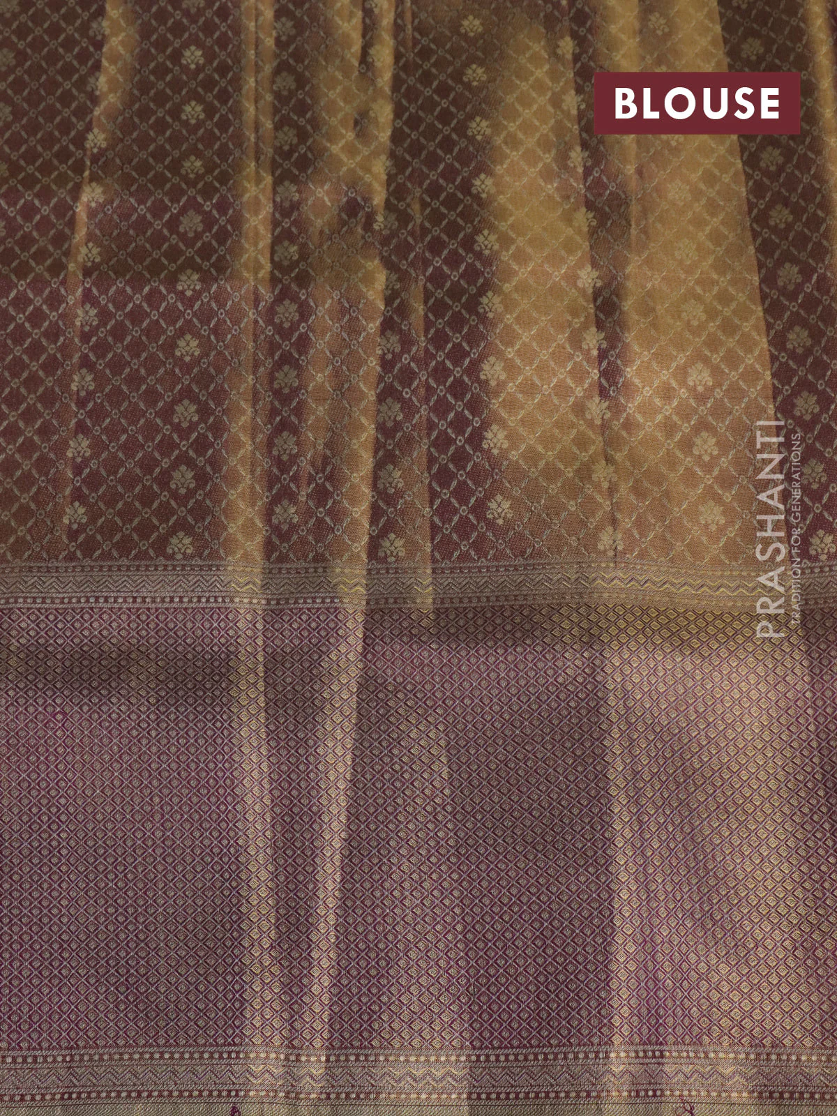 Pure kanchipuram tissue silk saree dual shade of pastel lavender and deep purple with allover zari weaves and rich elephant design mina border - Image 4