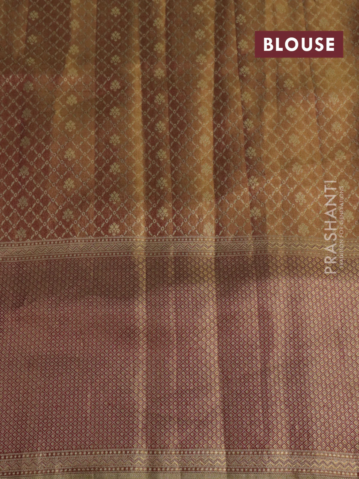 Pure kanchipuram tissue silk saree dual shade of pastel pink and wine shade with allover zari weaves and rich elephant design mina border - Image 9