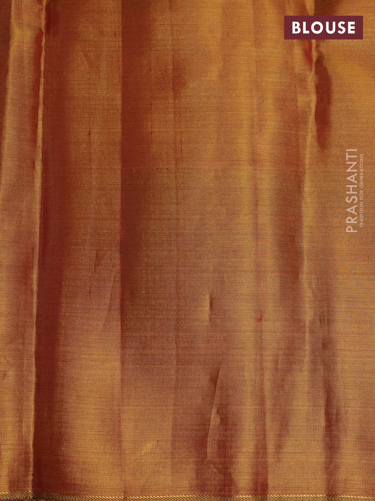 Pure kanchipuram tissue silk saree gold and golen red with allover zari woven floral brocade weaves and long rich zari woven border - Image 4