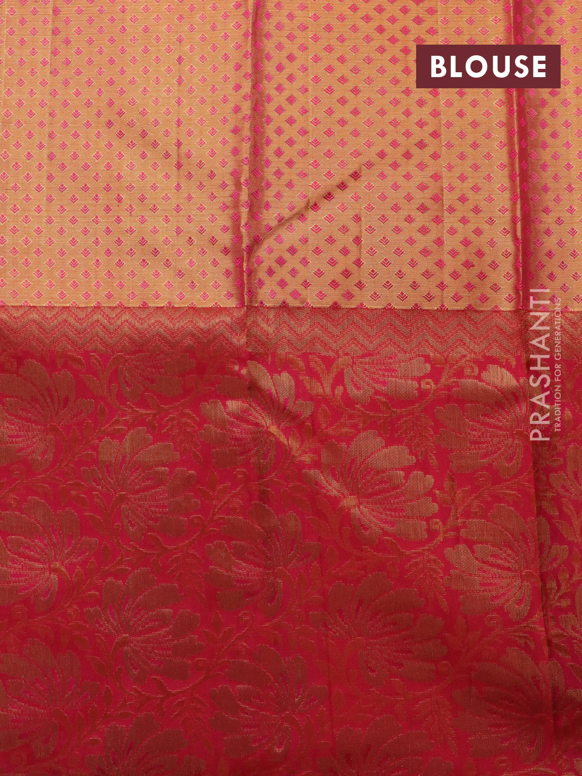 Pure kanchipuram tissue silk saree light green and pink with allover zari woven brocade weaves and long zari woven border - Image 4