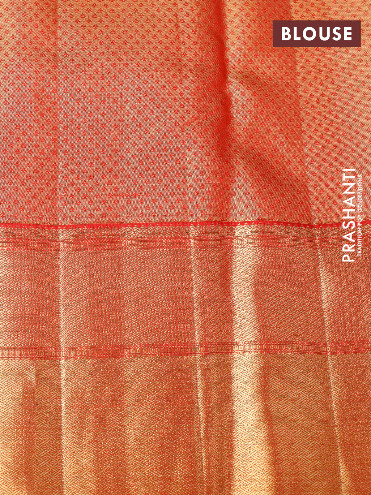 Pure kanchipuram tissue silk saree light pink teal blue and red with allover zari woven brocade weaves and long rich zari woven border - Image 4