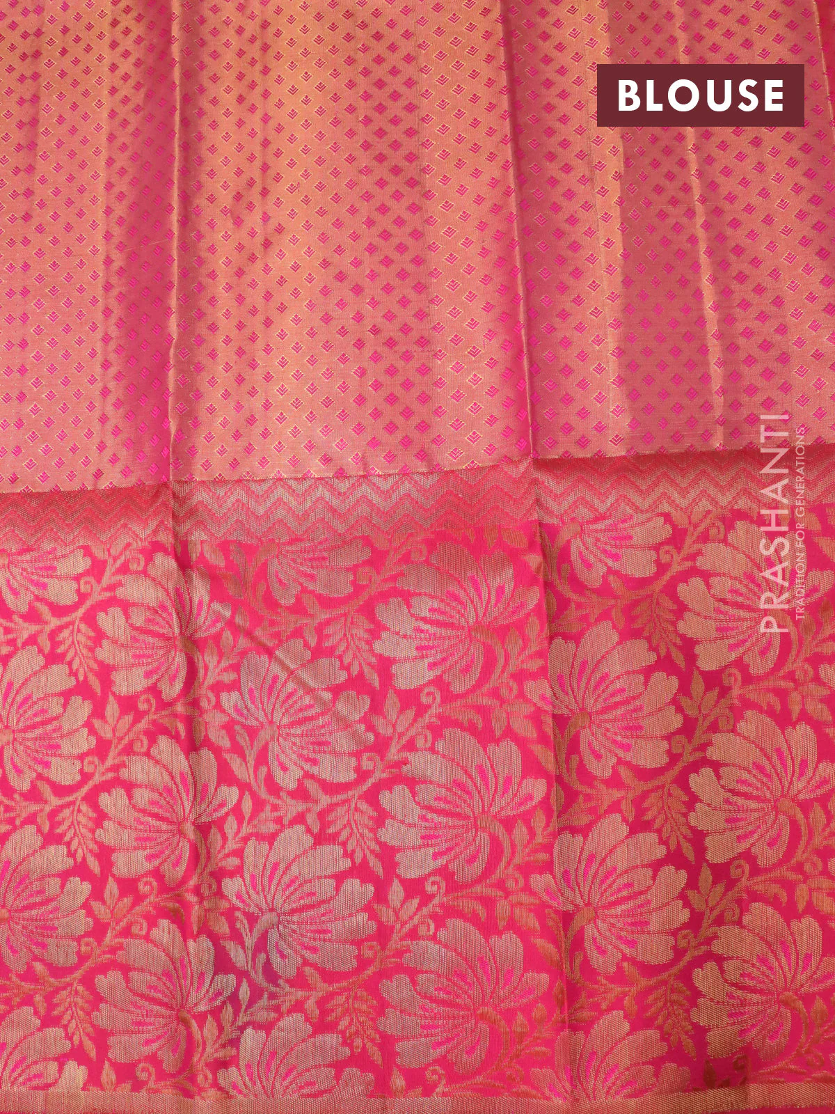 Pure kanchipuram tissue silk saree pastel lavender and pink with allover zari woven brocade weaves and long zari woven border - Image 4
